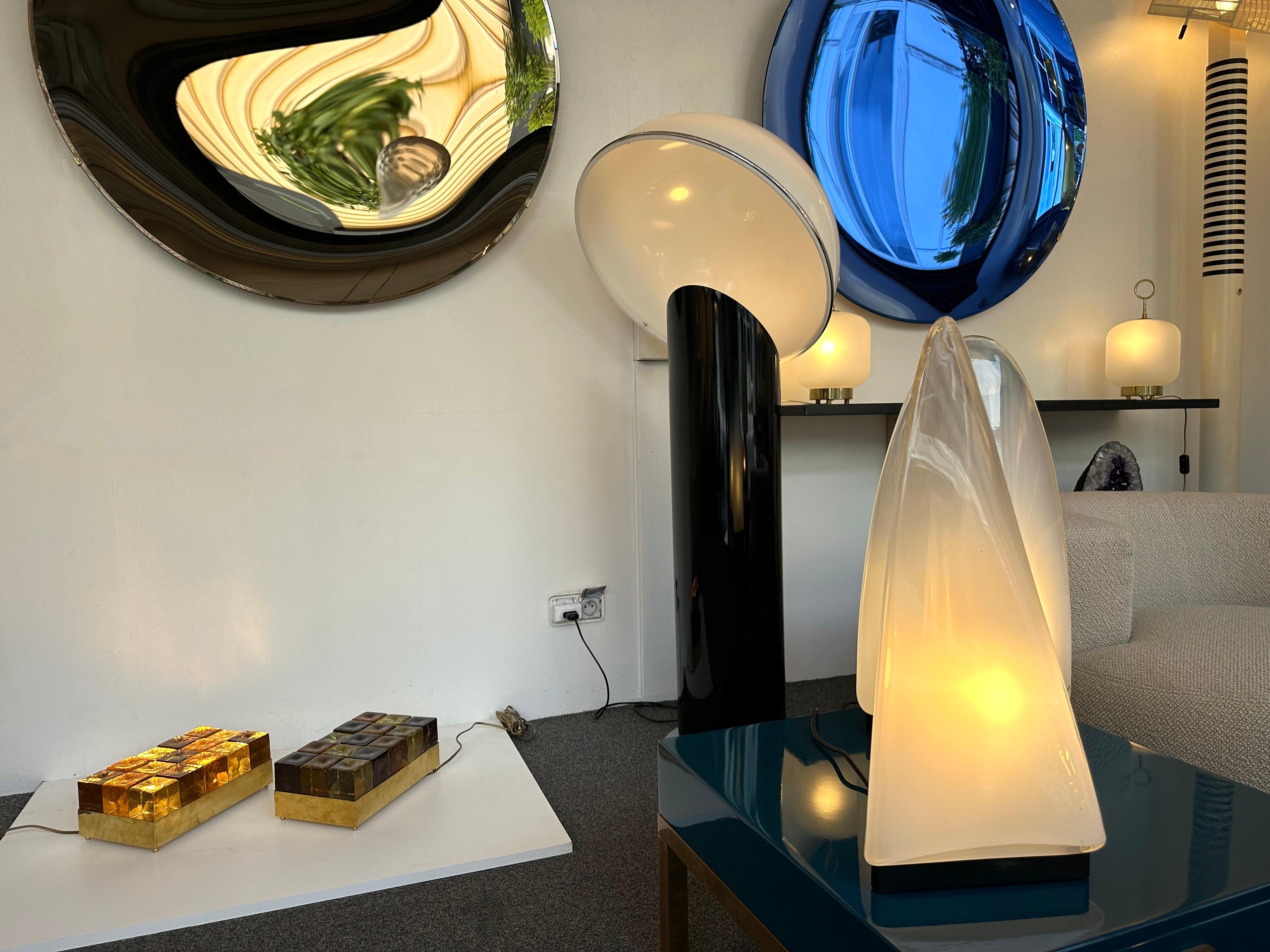 Zeitgenössisches Paar Würfel-Intarsienlampen aus Messing und Muranoglas, Italien im Angebot 4