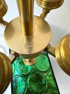 Zeitgenössisches Lampenpaar aus Messing und Muranoglas von Roberto Giulio Rida, Italien