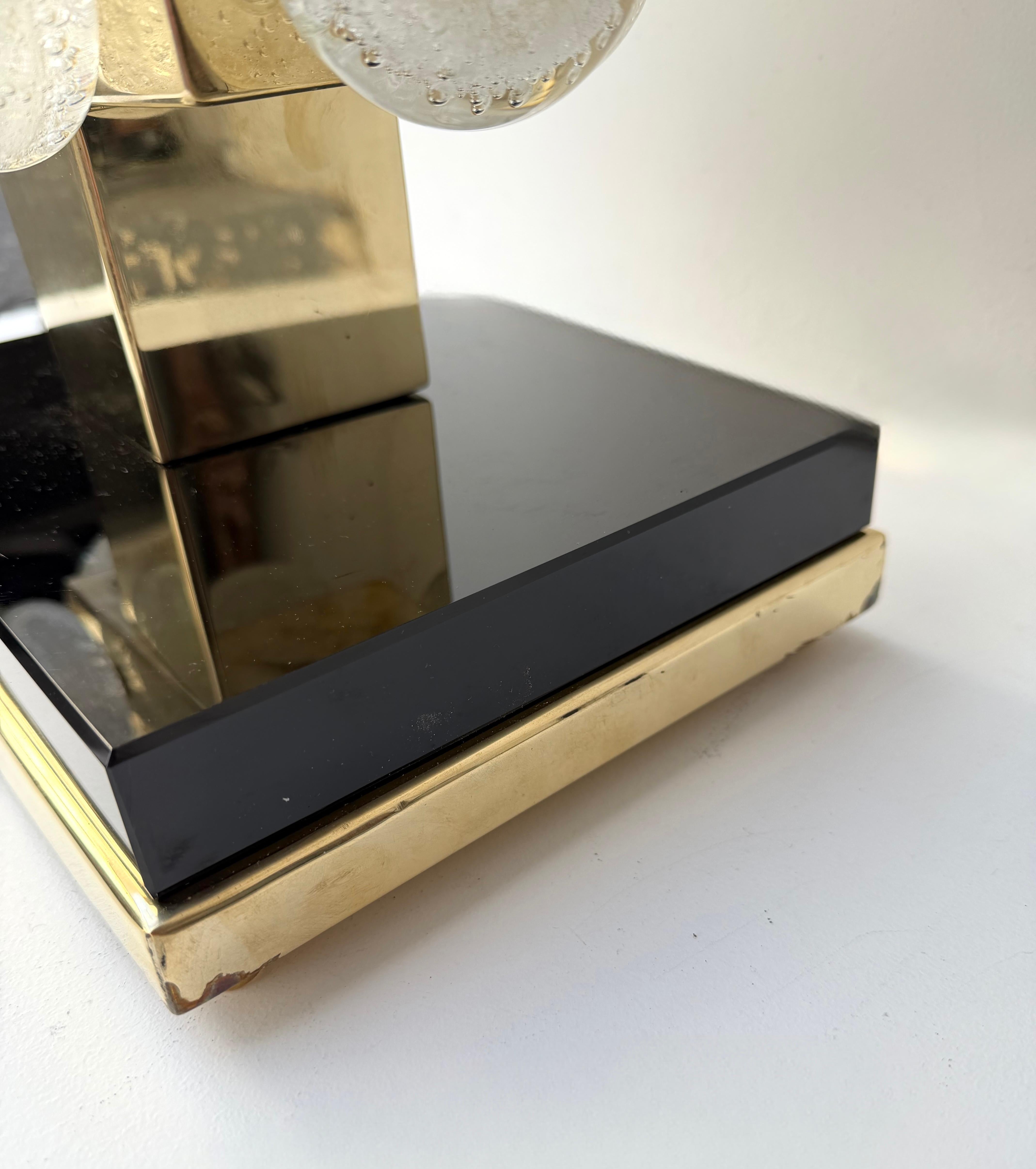 Pareja Contemporánea de Lámparas Macarrones de Latón y Cristal de Murano, Italia Italiano en venta