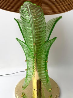 Contemporary Pair of Brass and Murano Glass Palm Tree Lamps , Italy