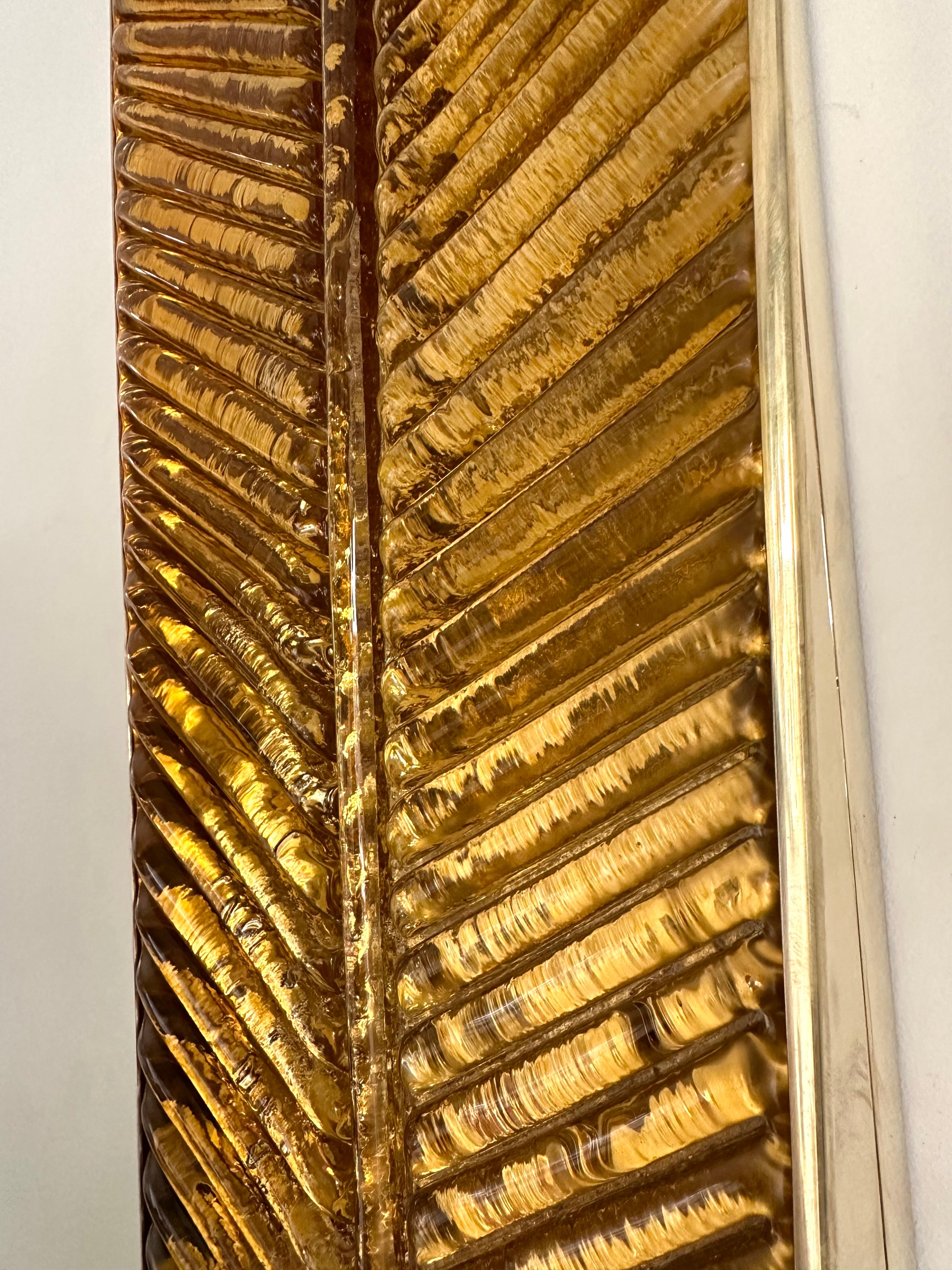 XXI secolo e contemporaneo Coppia contemporanea di lampade a palma in ottone e vetro di Murano, Italia in vendita