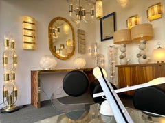 Zeitgenössisches Paar Wandleuchter aus Messing und Muranoglas, Italien