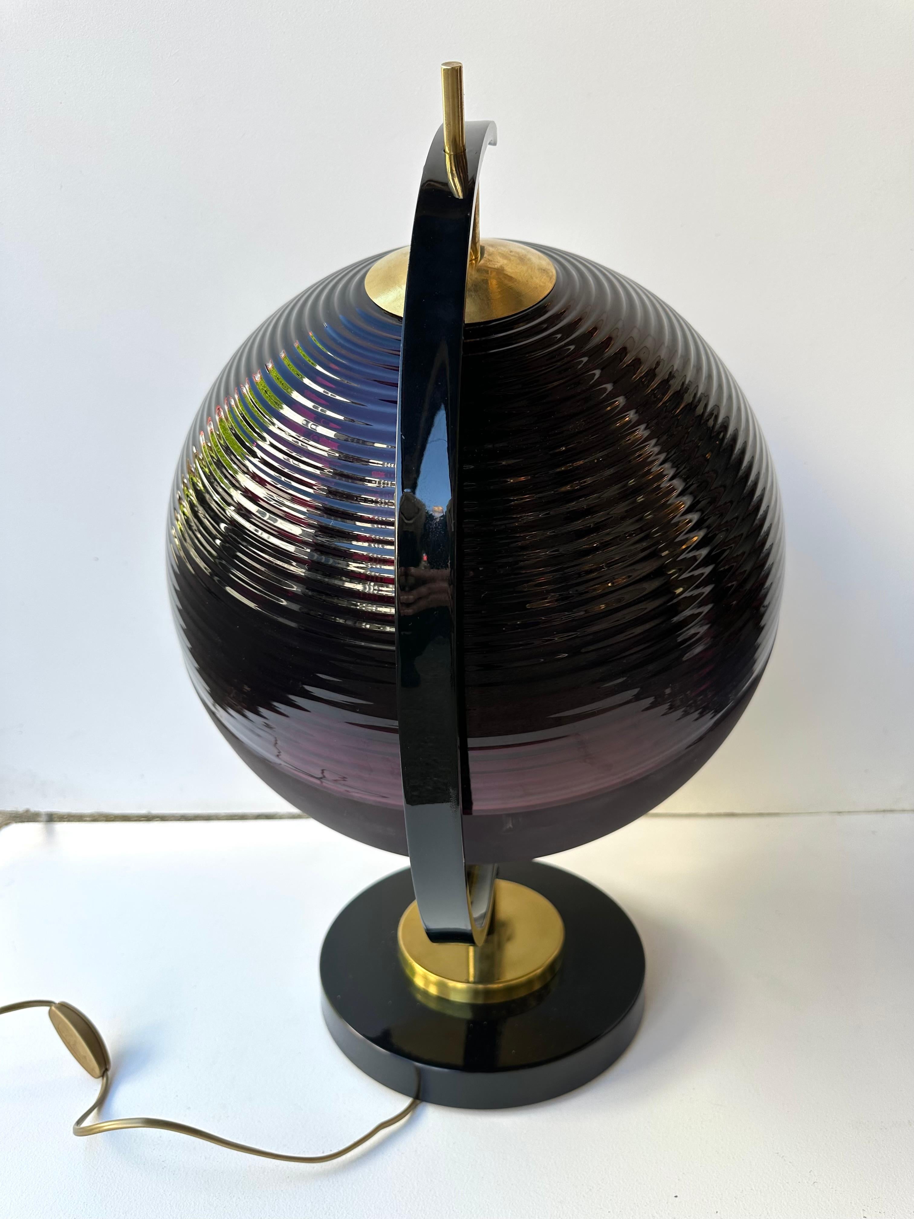 Contemporary Pair of Brass and Murano Glass World Map Style Lamps, Italy For Sale 8