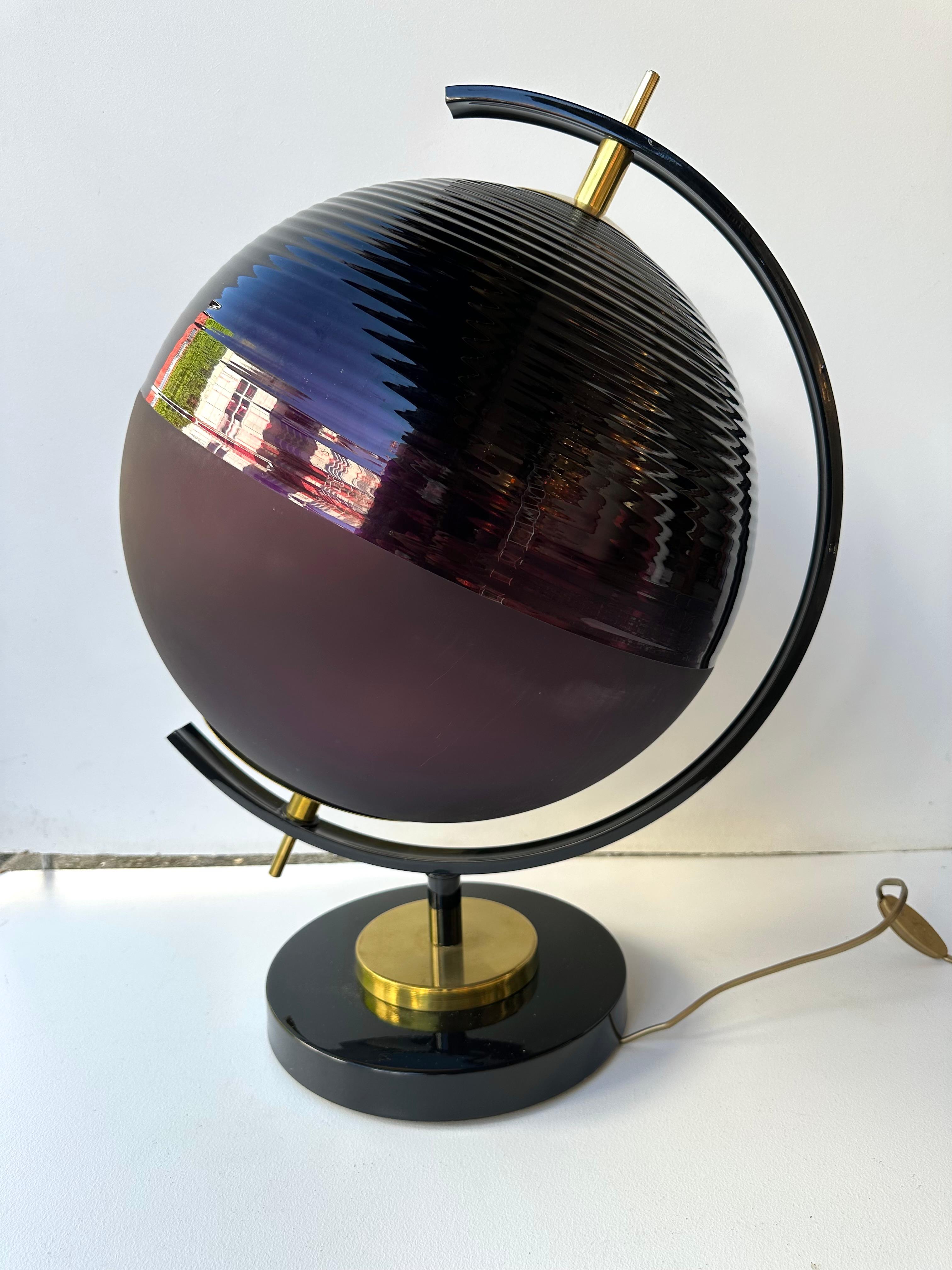 Italian Contemporary Pair of Brass and Murano Glass World Map Style Lamps, Italy For Sale