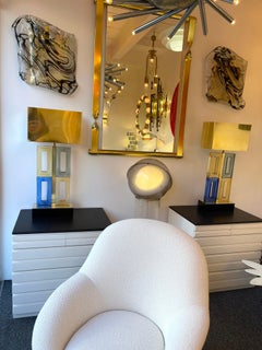 Contemporary Pair of Brass Domino Murano Glass Lamps, Italy