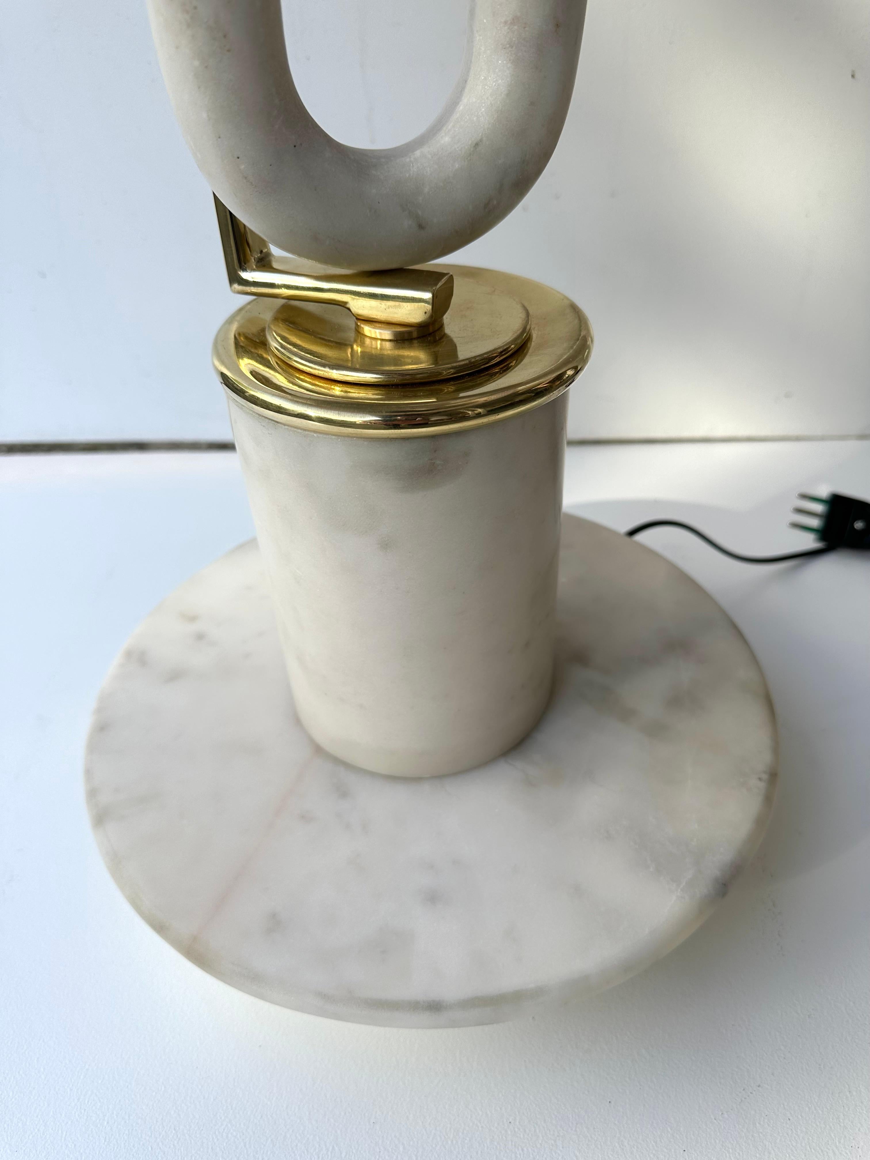 Contemporary Pair of Brass Lamps Marble Chain. Italy In New Condition For Sale In SAINT-OUEN, FR