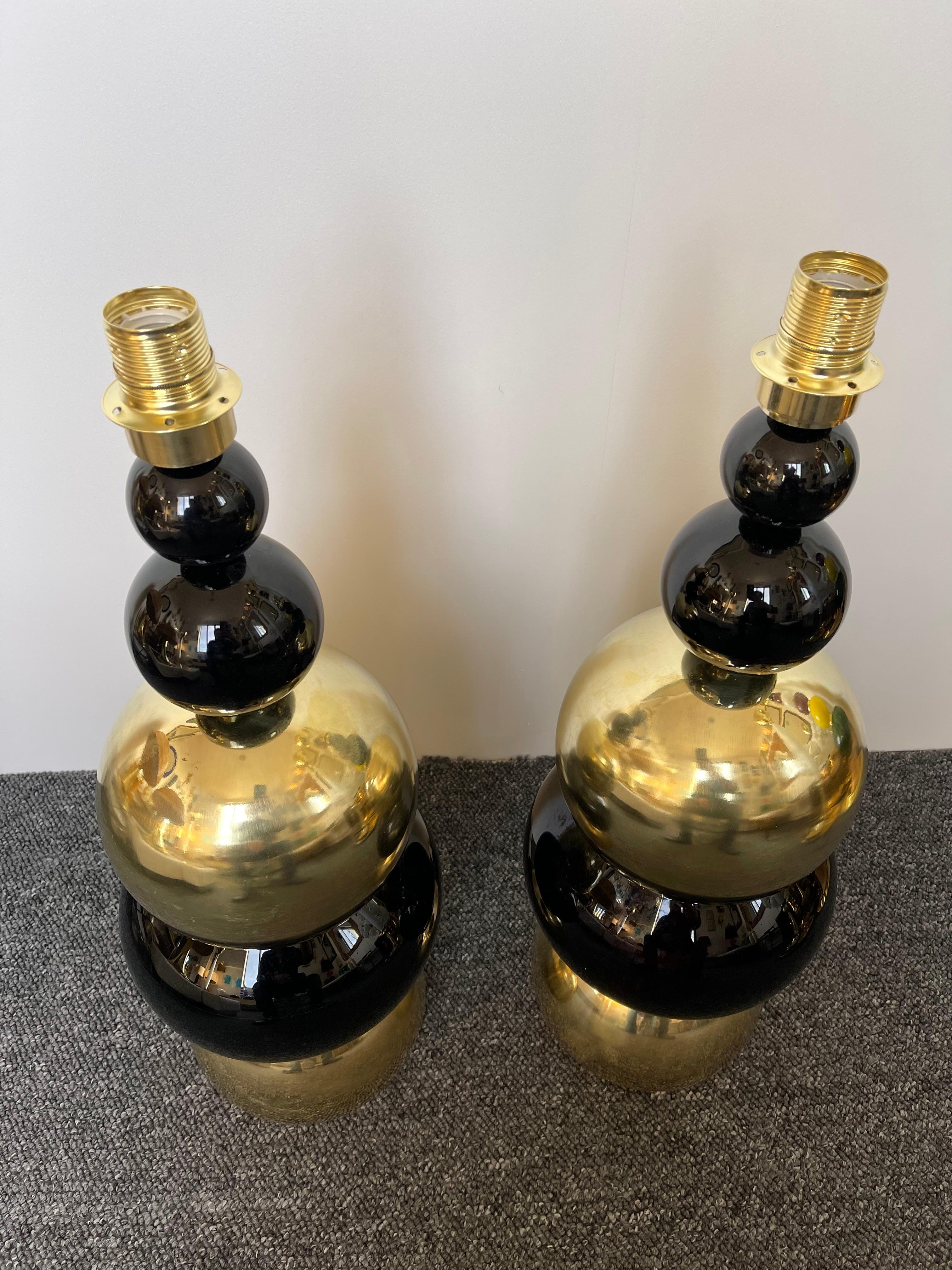 Paire de lampes Atomo contemporaines en laiton et verre de Murano, Italie en vente 4