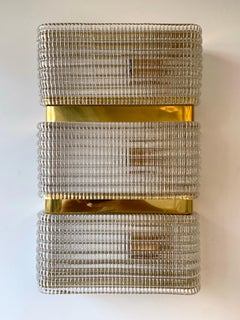 Zeitgenössisches Paar Messing-Wandleuchter aus Muranoglas, Italien