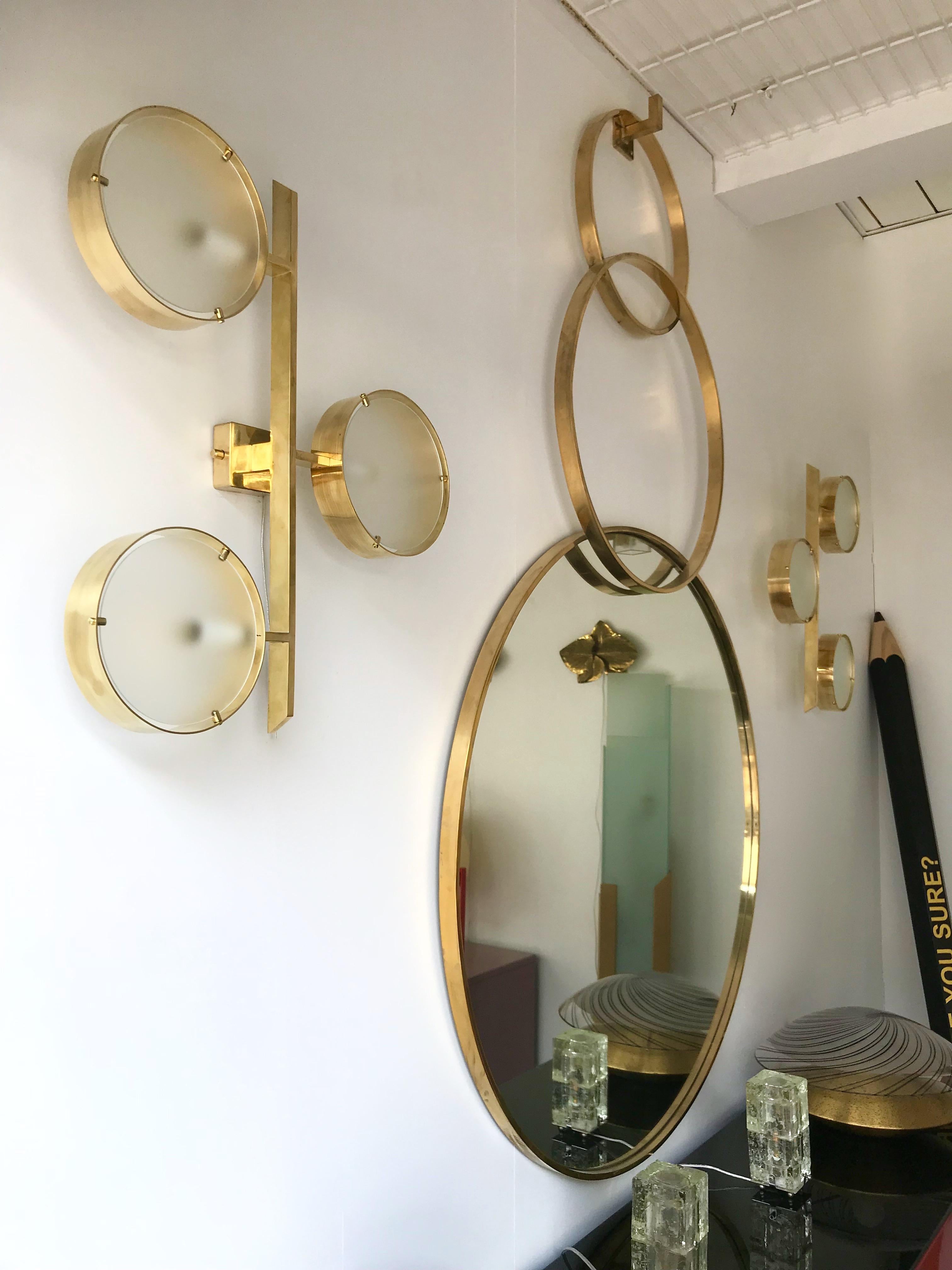 Contemporary Pair of Brass Sconces Three Circle, Italy 3