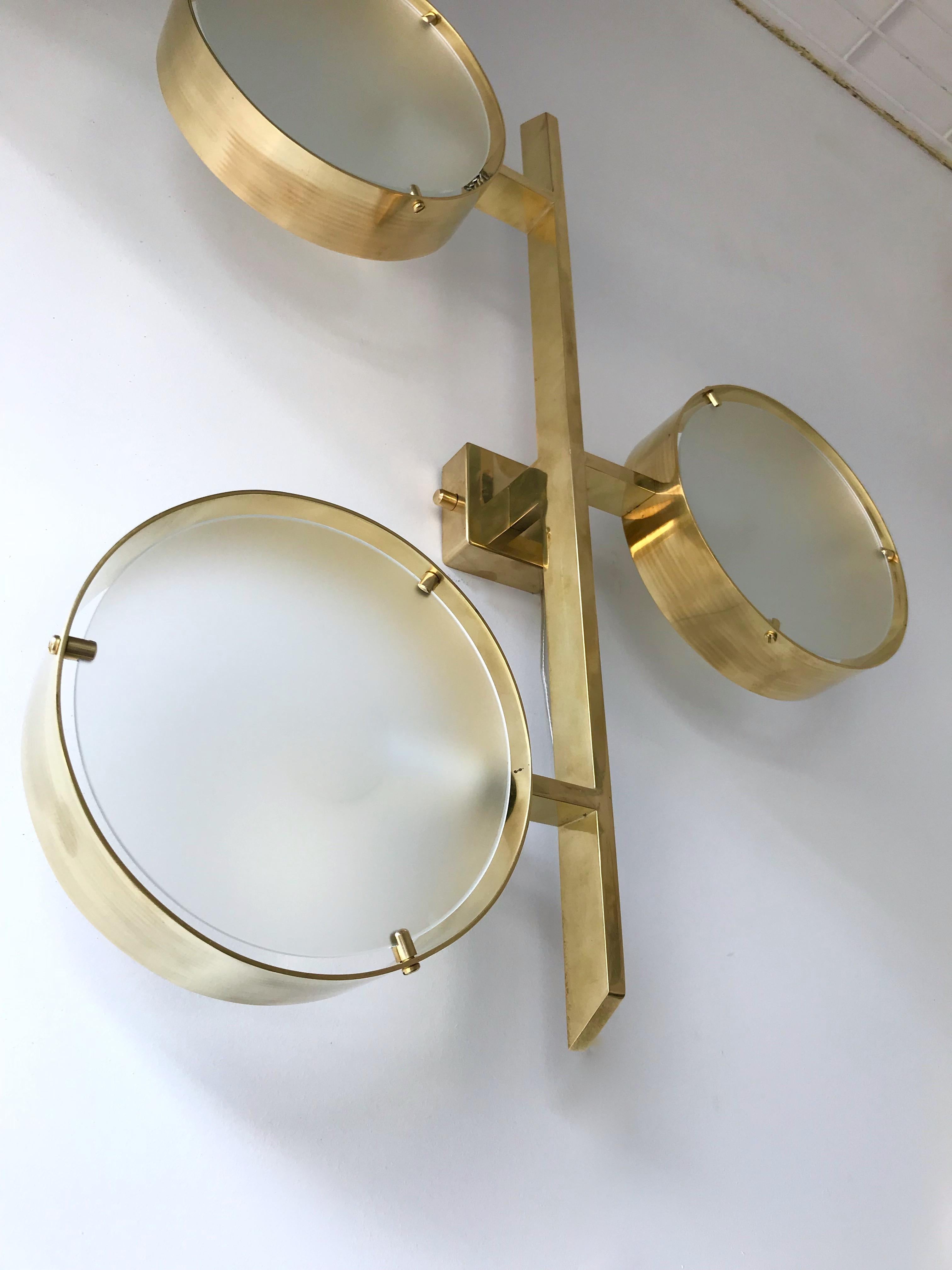 Contemporary Pair of Brass Sconces Three Circle, Italy 2