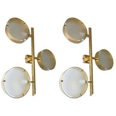 Contemporary Pair of Brass Sconces Three Circle, Italy