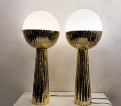 Paire de lampes de table contemporaines en laiton, Italie
