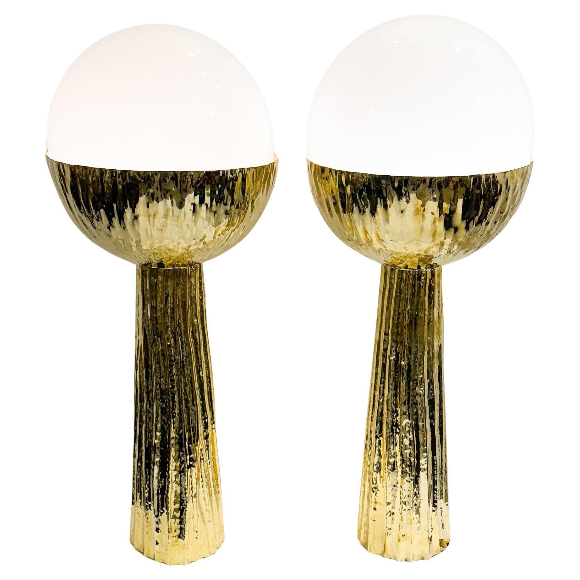 Contemporary Pair of Brass Table Lamps, Italy