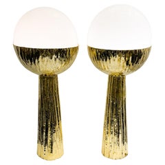 Contemporary Pair of Brass Table Lamps, Italy