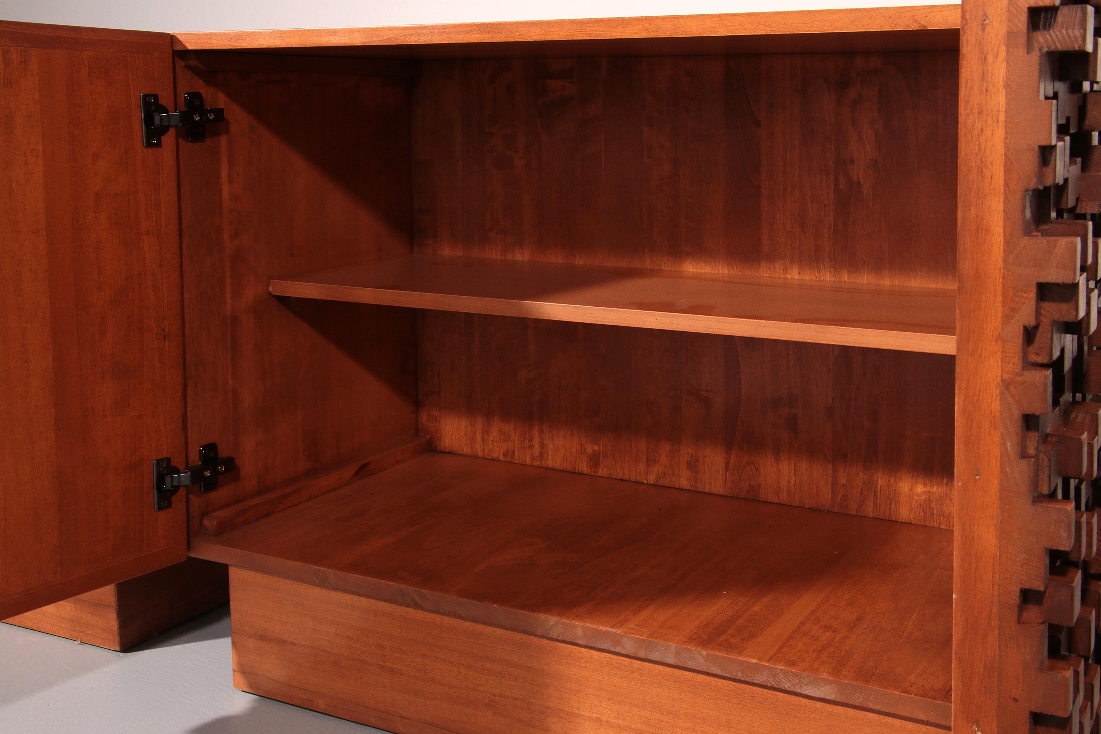 Contemporary Pair of Brutalist Sideboards Made of Solid Wood For Sale 4