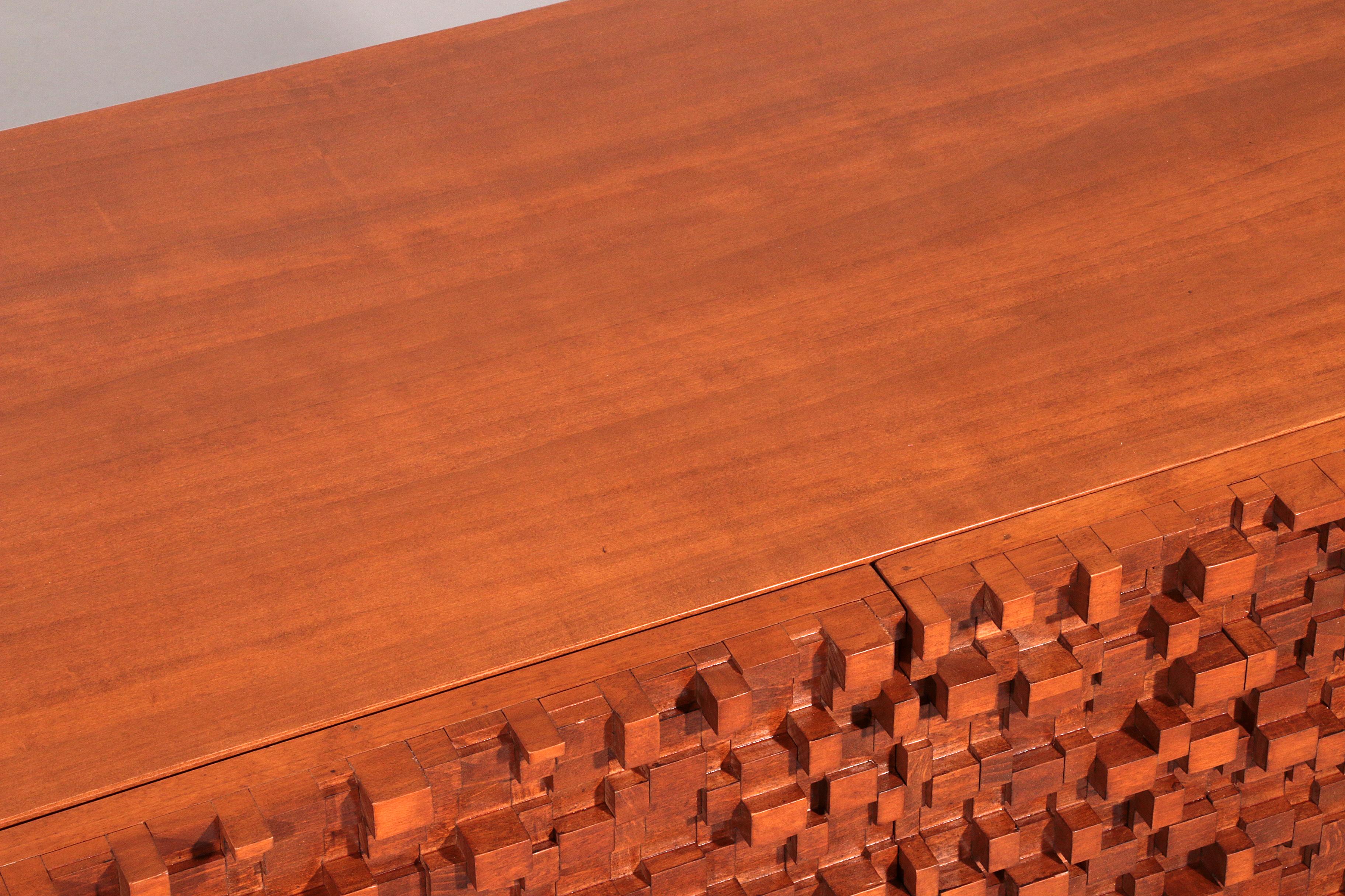 Contemporary Pair of Brutalist Sideboards Made of Solid Wood For Sale 8