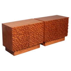 Contemporary Pair of Brutalist Sideboards Made of Solid Wood