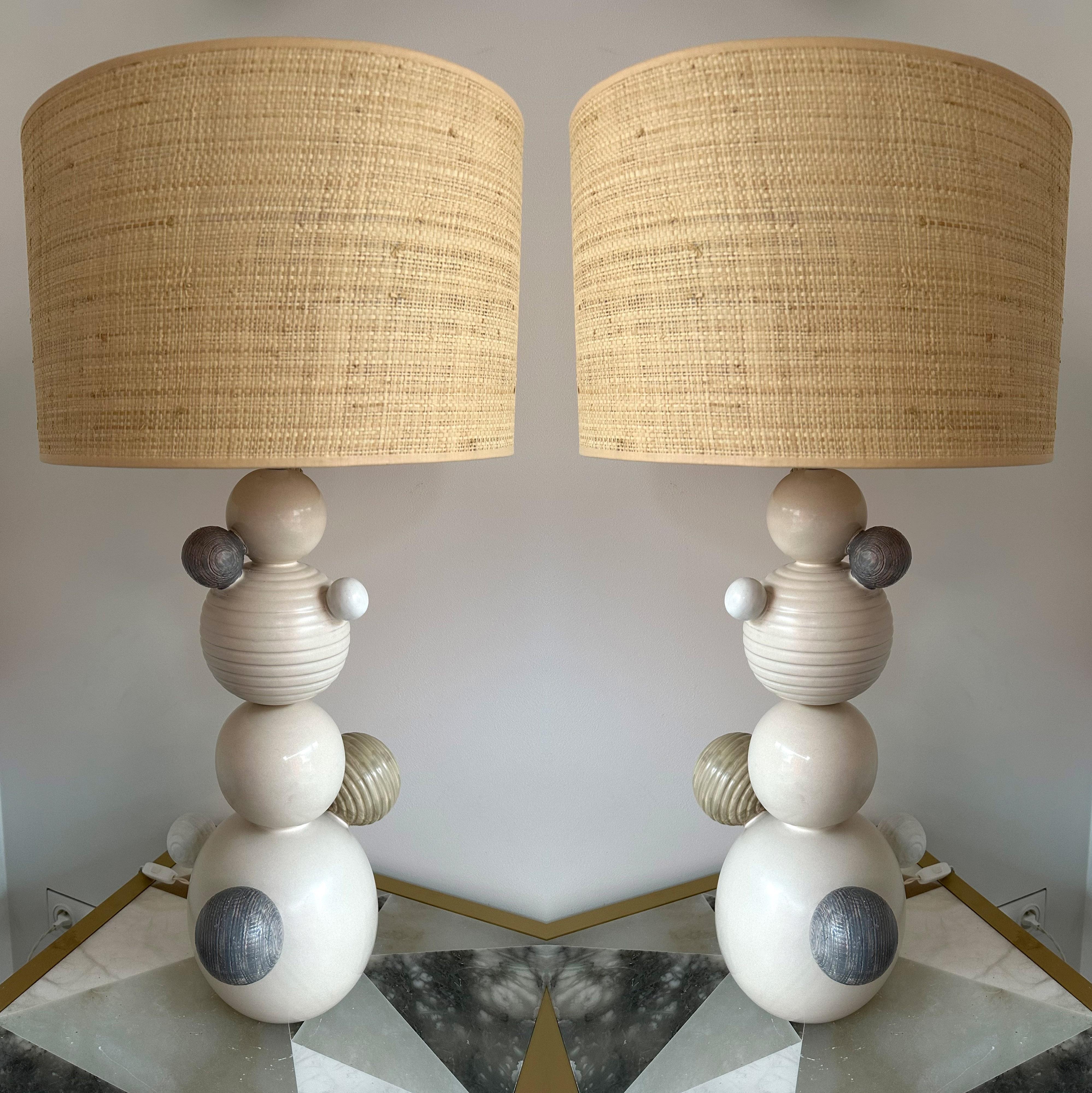 Contemporary Pair of Ceramic Atomo Lamps by Antonio Cagianelli, Italy For Sale 7