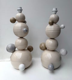 Contemporary Pair of Ceramic Atomo Lamps by Antonio Cagianelli, Italy