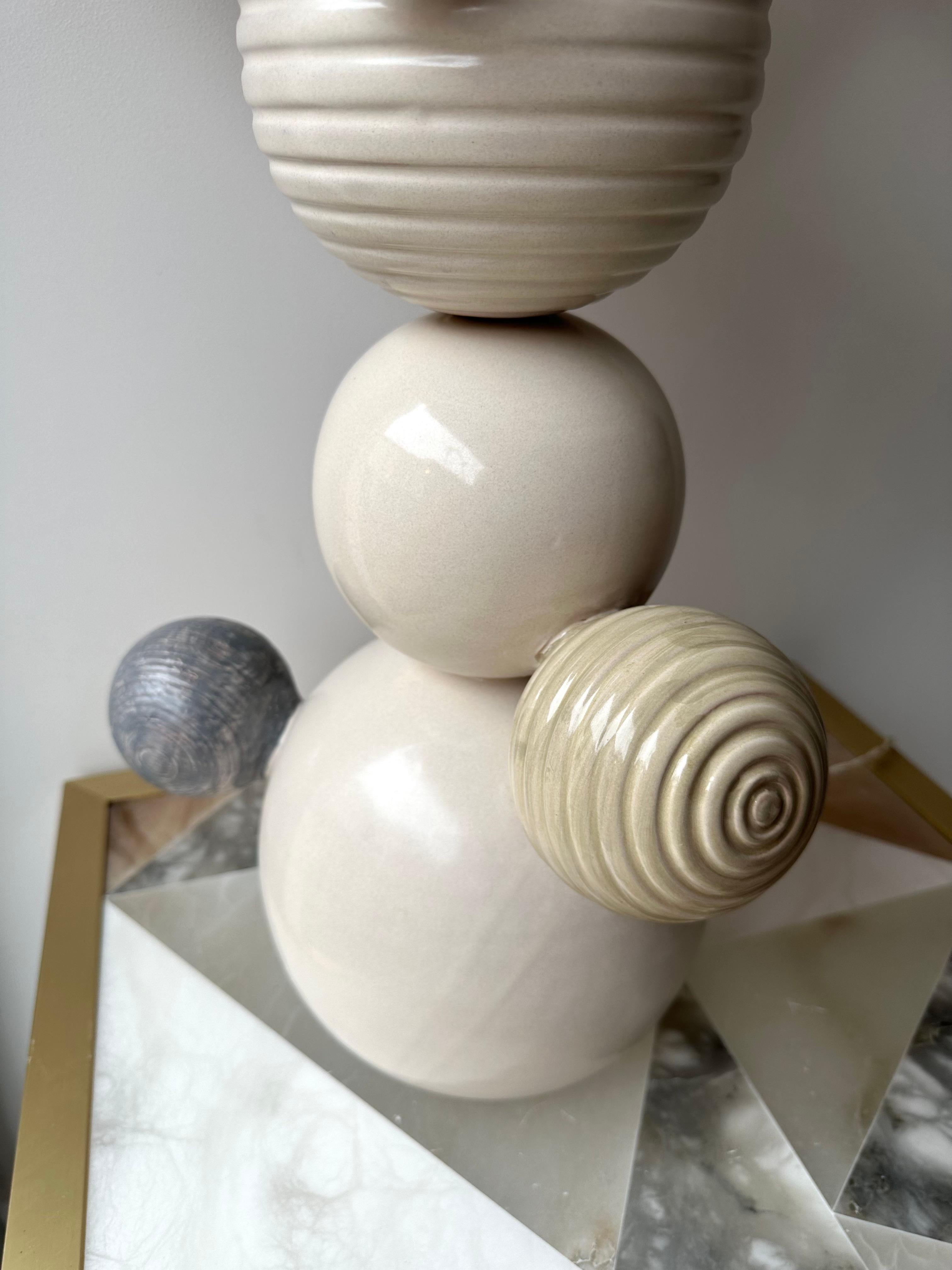 Mid-Century Modern Contemporary Pair of Ceramic Atomo Lamps by Antonio Cagianelli, Italy For Sale
