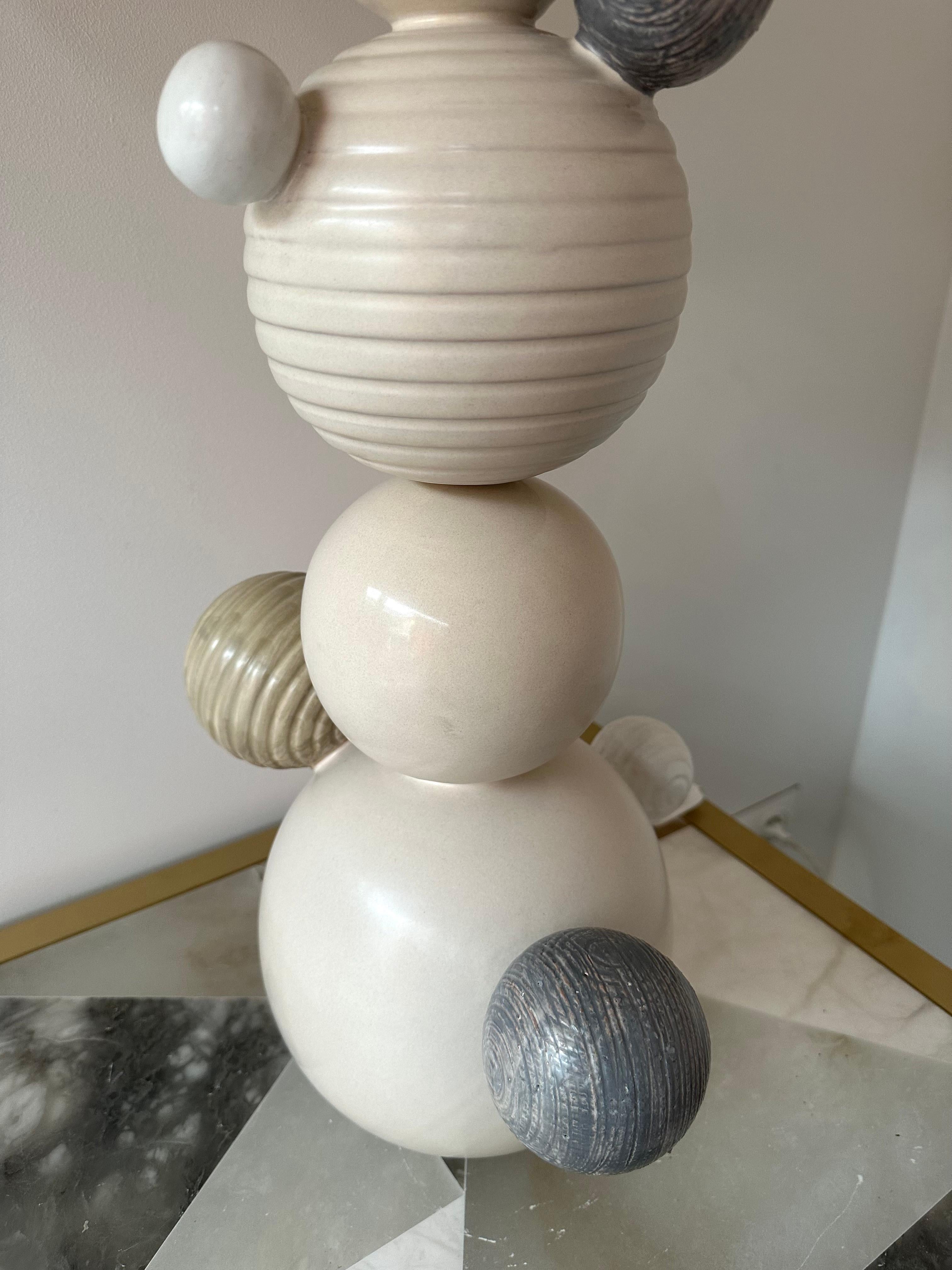Metal Contemporary Pair of Ceramic Atomo Lamps by Antonio Cagianelli, Italy For Sale