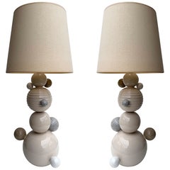 Contemporary Pair of Ceramic Atomo Lamps by Antonio Cagianelli, Italy