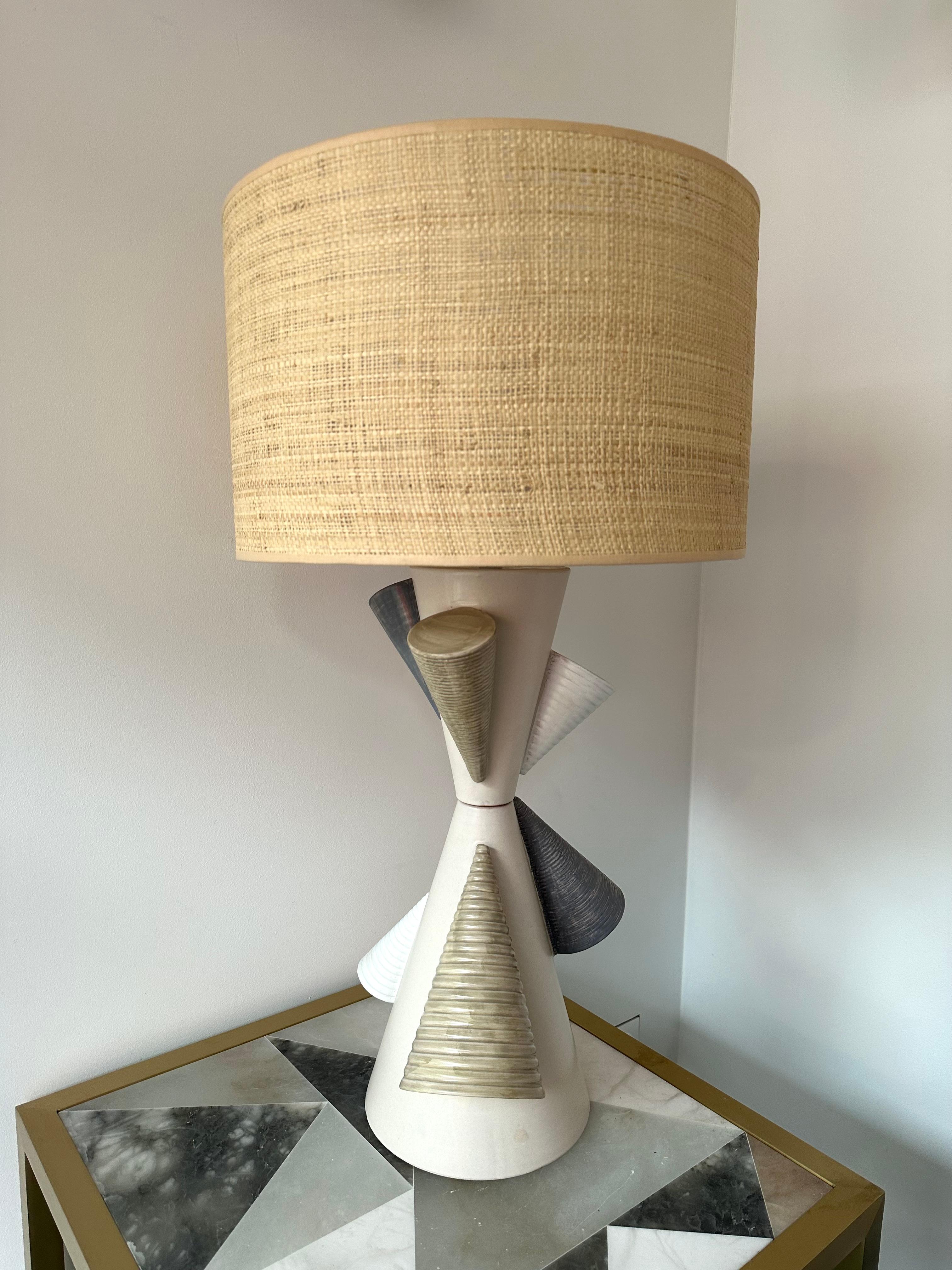 Contemporary Pair of Ceramic Cone Lamps by Antonio Cagianelli, Italy 4