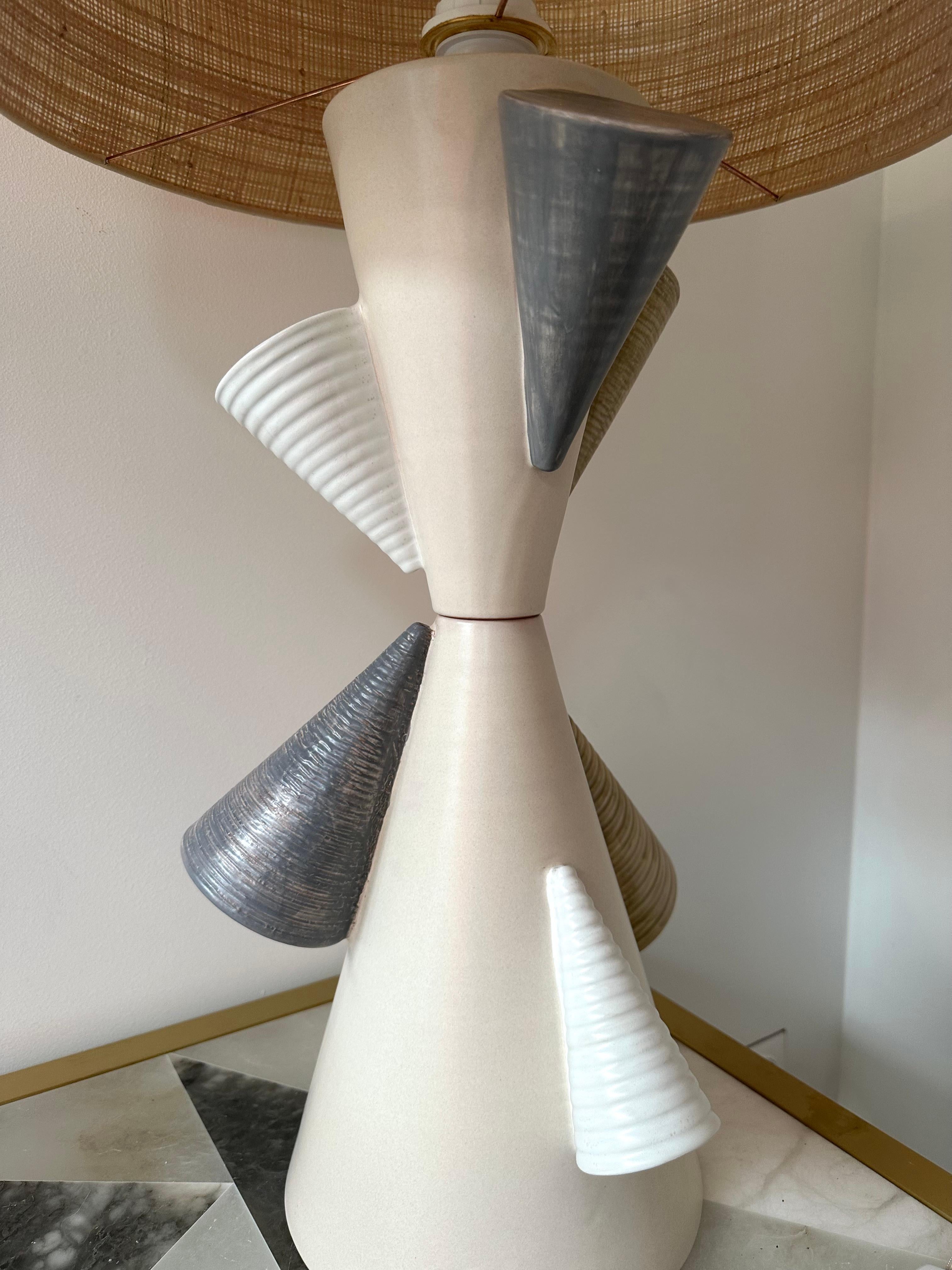 Contemporary Pair of Ceramic Cone Lamps by Antonio Cagianelli, Italy In New Condition In SAINT-OUEN, FR