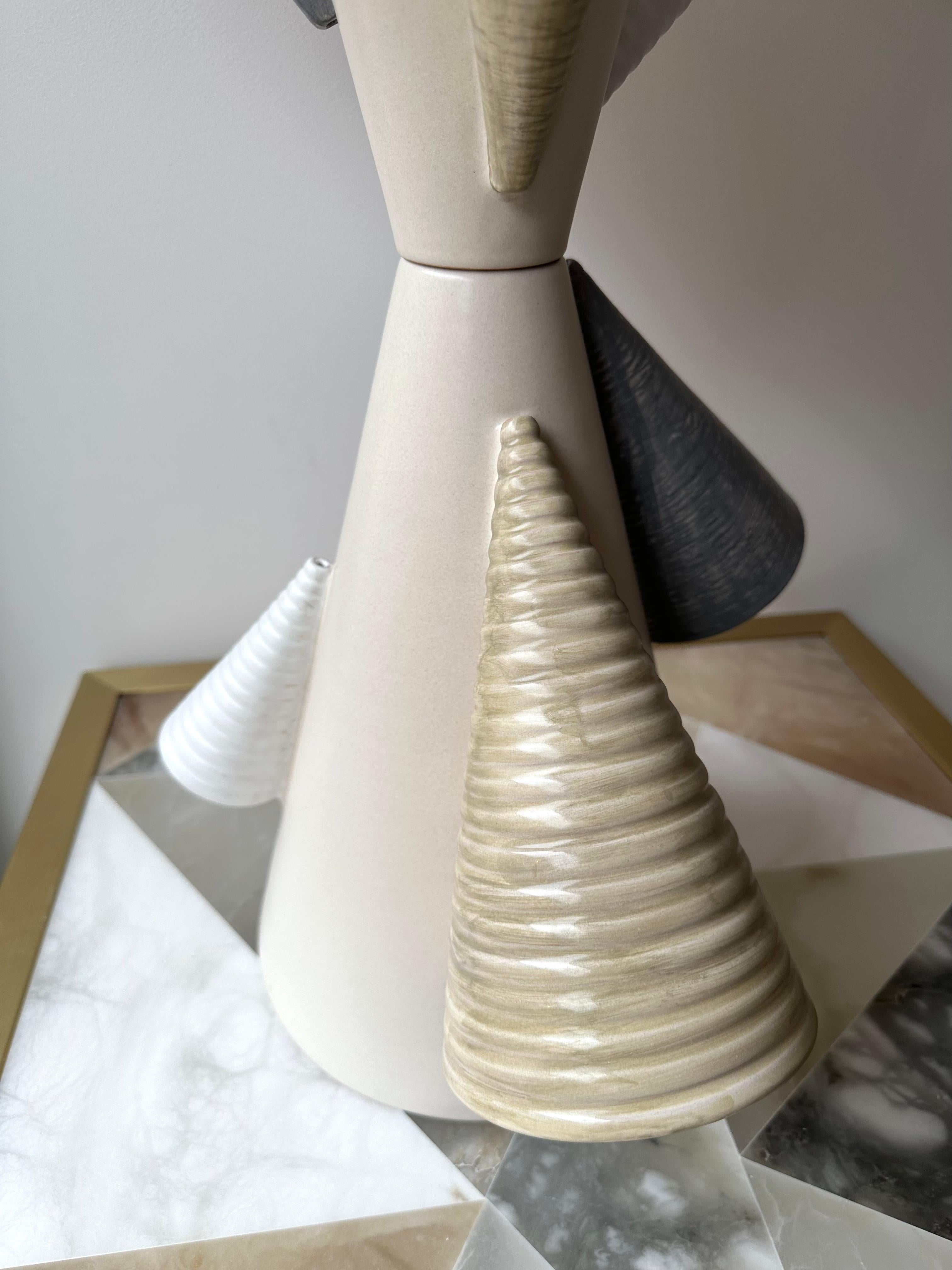 Metal Contemporary Pair of Ceramic Cone Lamps by Antonio Cagianelli, Italy