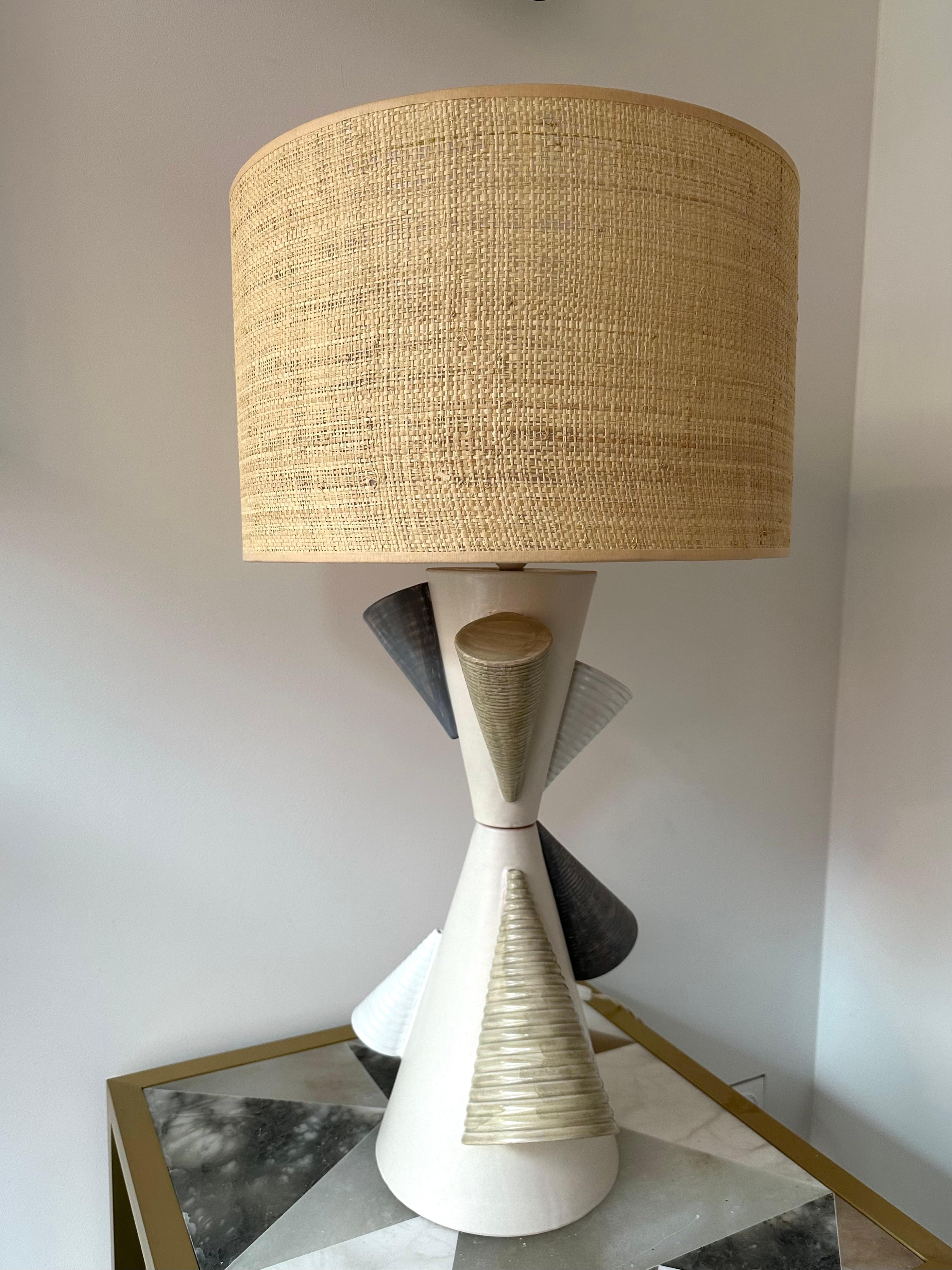 Contemporary Pair of Ceramic Cone Lamps by Antonio Cagianelli, Italy 1