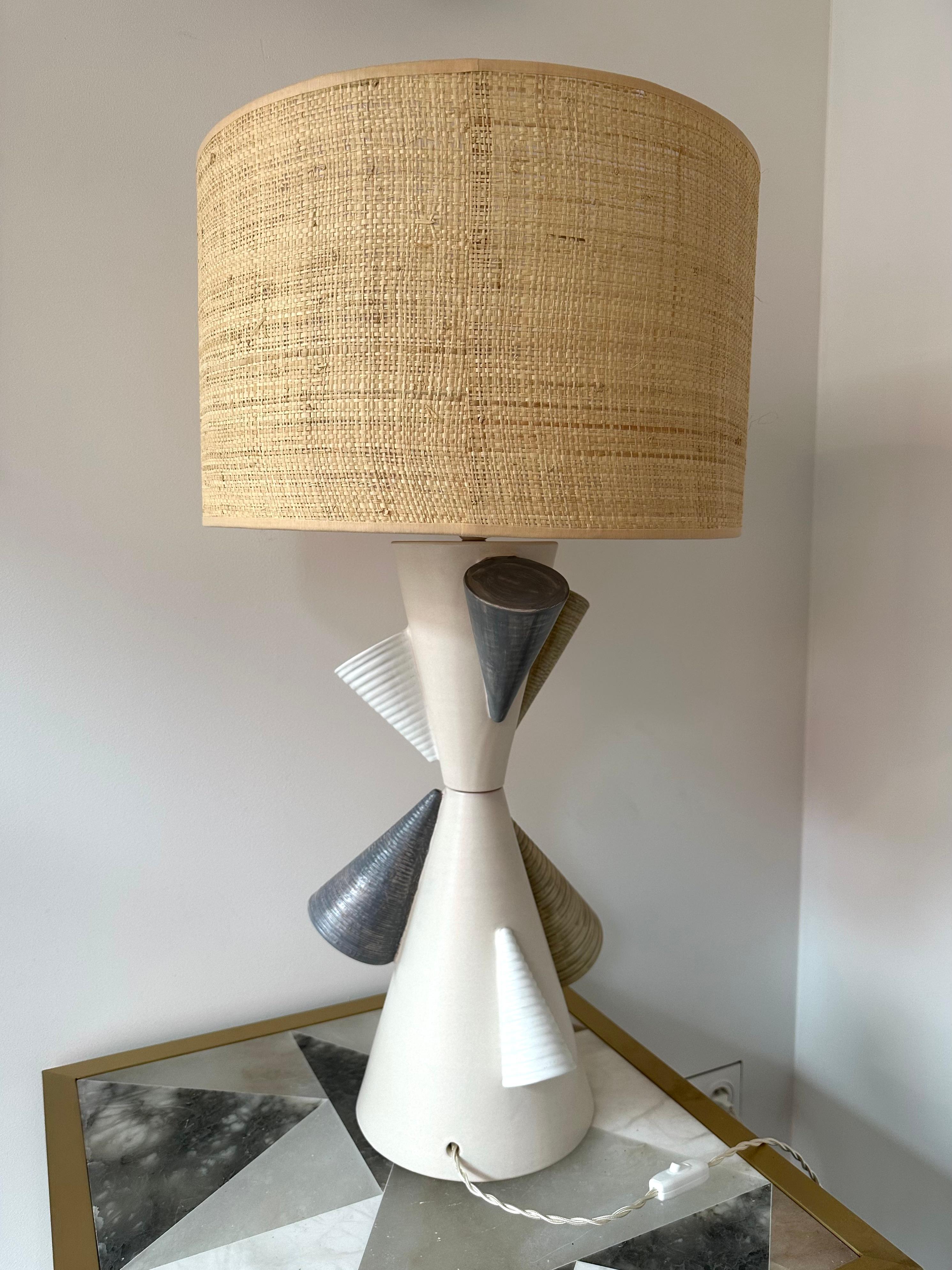 Contemporary Pair of Ceramic Cone Lamps by Antonio Cagianelli, Italy 3