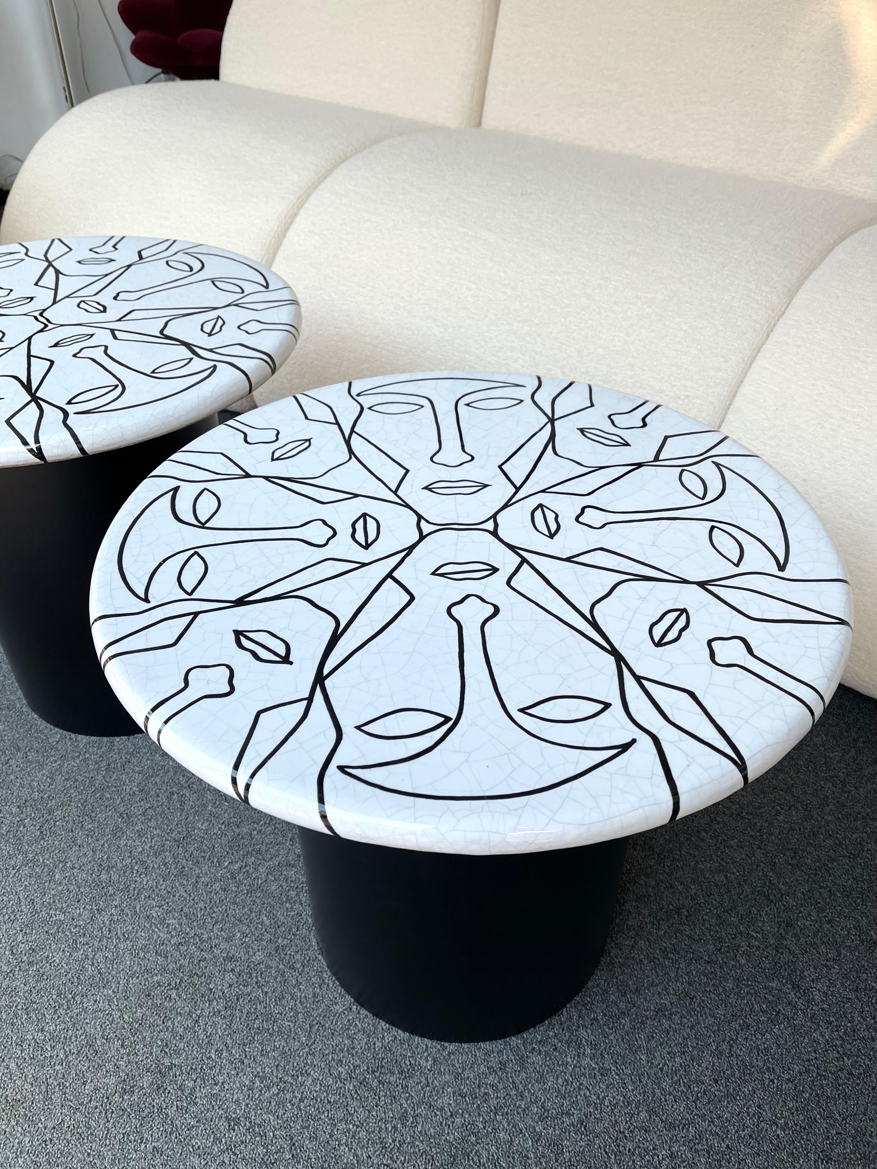 Contemporary Pair of Ceramic Tables Faces by Antonio Cagianelli, Italy 8