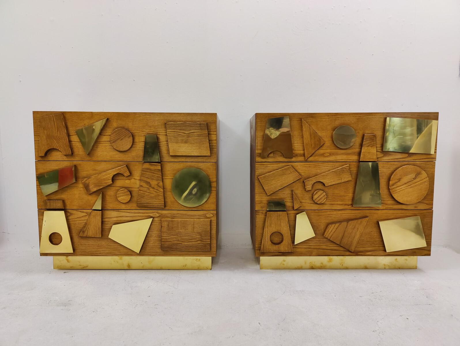 Contemporary  Chest of Drawers, Wood and Brass, Italy - Sold Individually en venta 5
