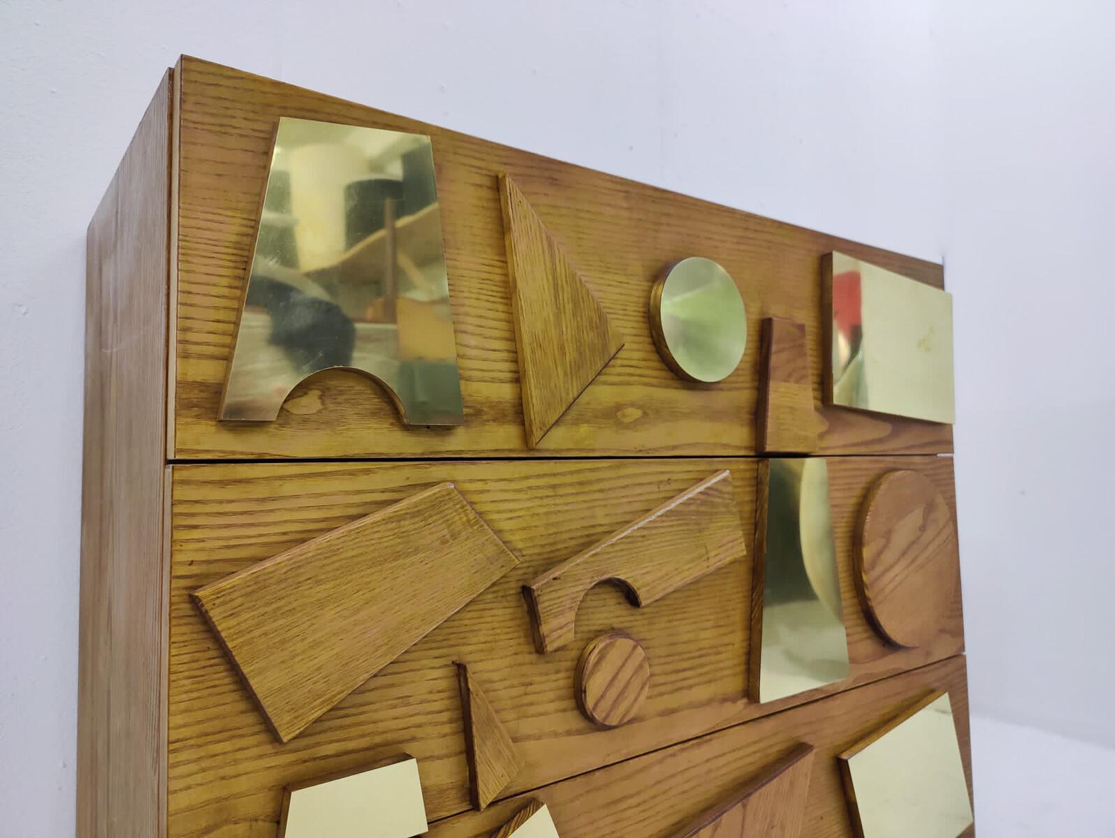Contemporary  Chest of Drawers, Wood and Brass, Italy - Sold Individually en venta 6