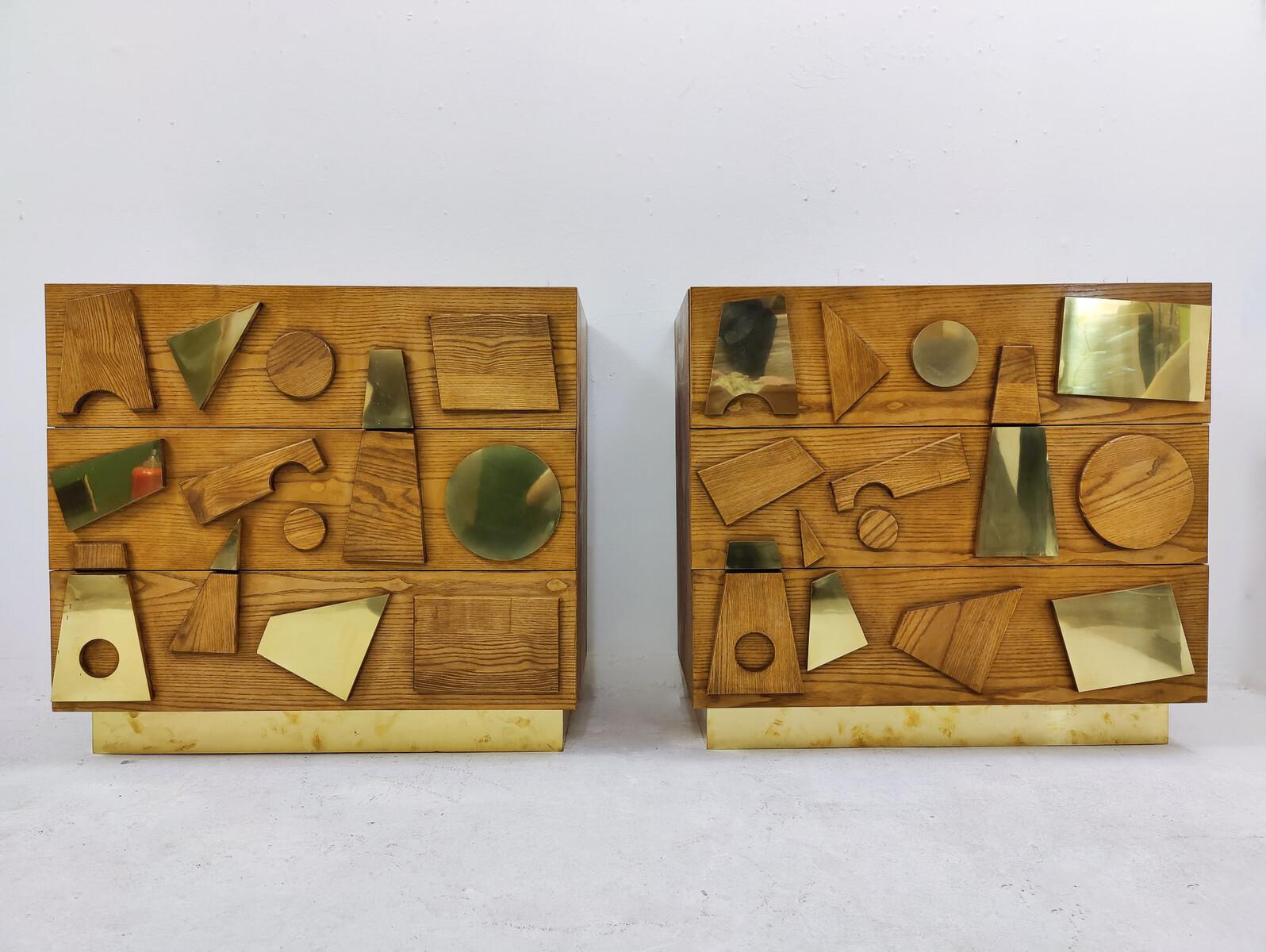 Contemporary  Chest of Drawers, Wood and Brass, Italy - Sold Individually en venta 8