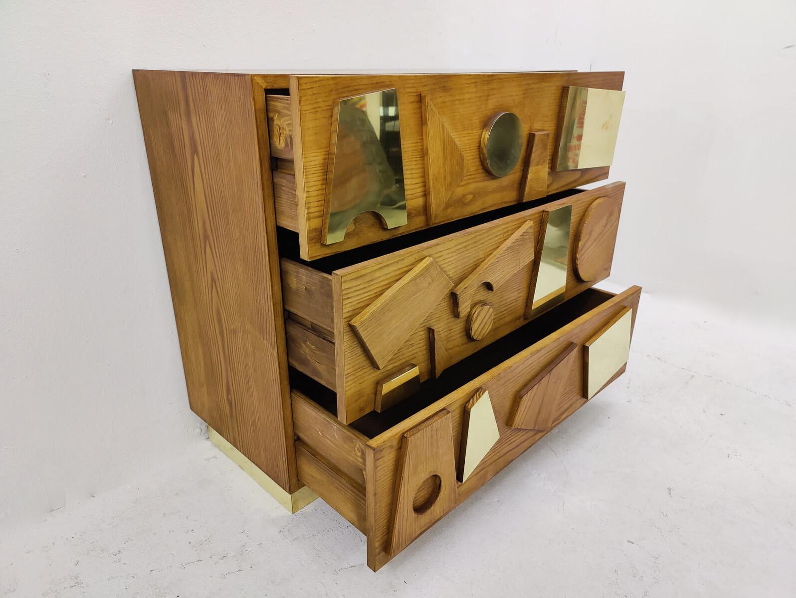 Contemporary  Chest of Drawers, Wood and Brass, Italy - Sold Individually en venta 10