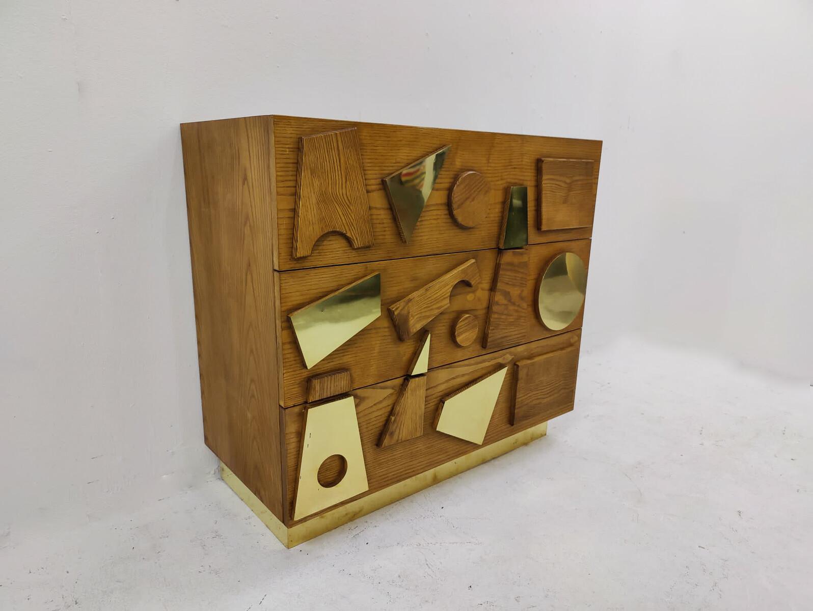 Contemporary  Chest of Drawers, Wood and Brass, Italy - Sold Individually Moderno en venta