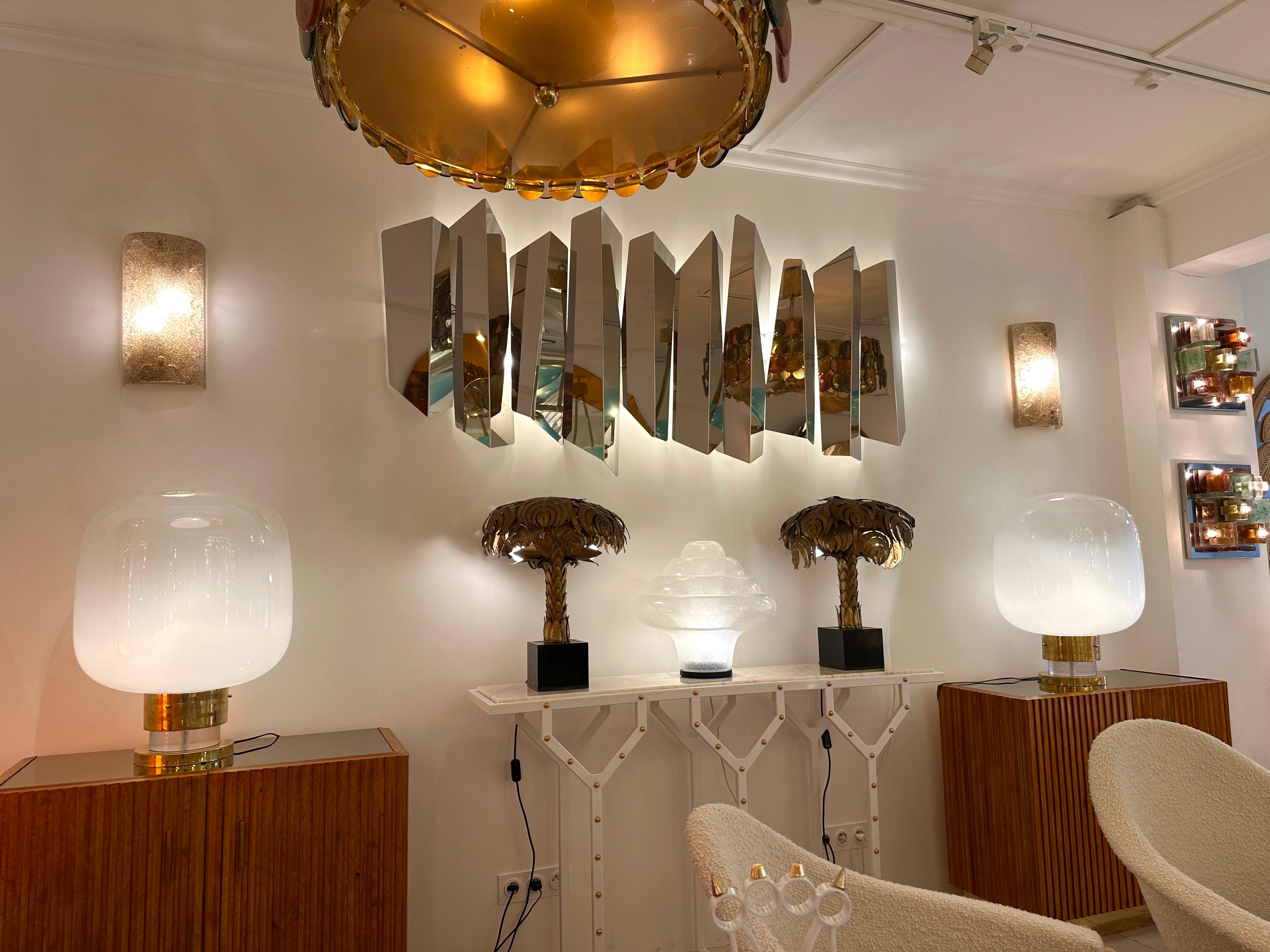 Contemporary Pair of Cola Granita Murano Glass and Brass Sconces, Italy For Sale 5