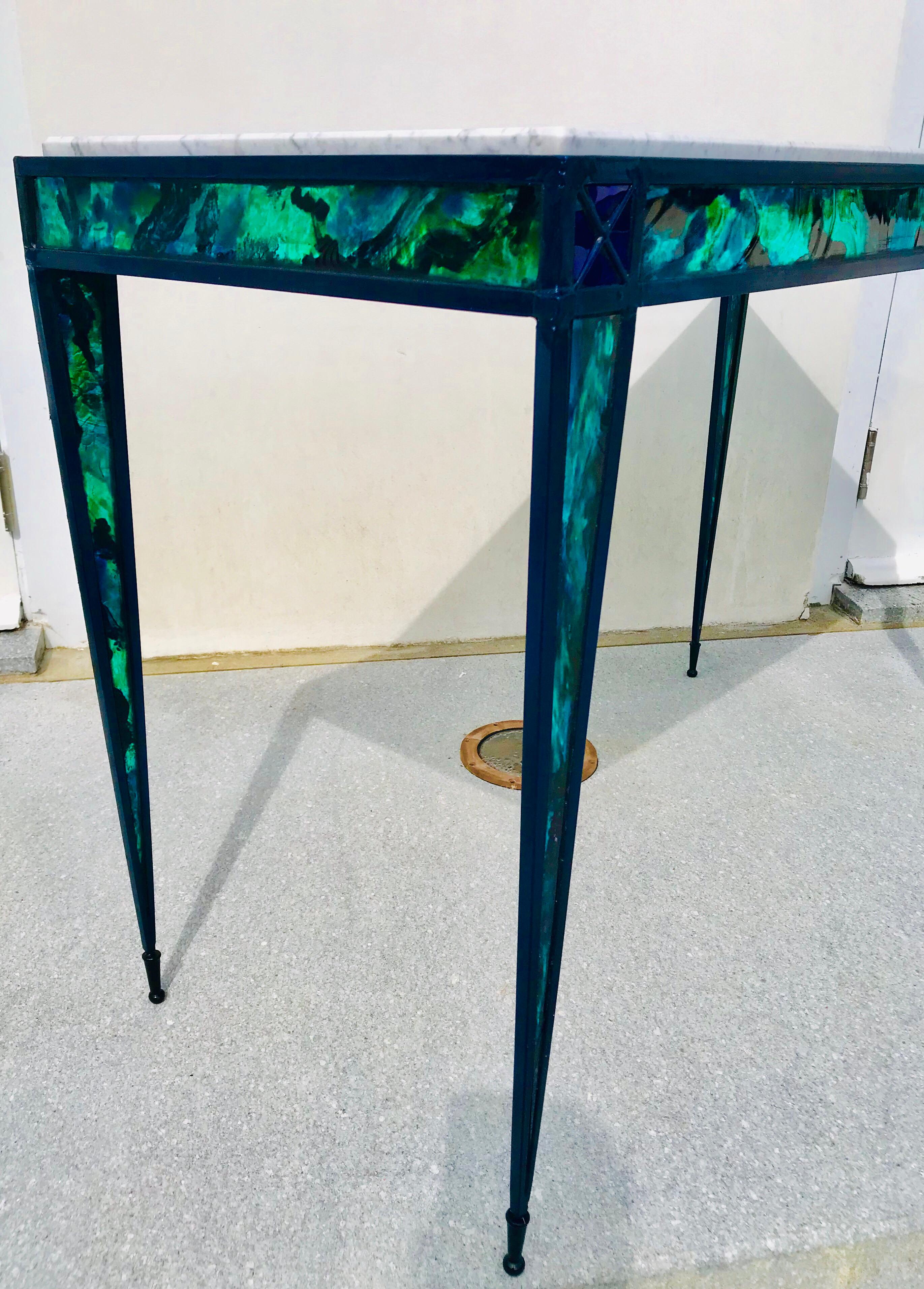 Pair of Contemporary Glass Inlay Console Tables For Sale 8