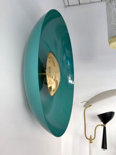 Contemporary Pair of Curve Lacquered Metal and Brass Sconces, Italy