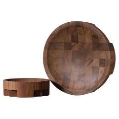 Contemporary Pair of Disk Trays, African Walnut, Signed by Arno Declercq