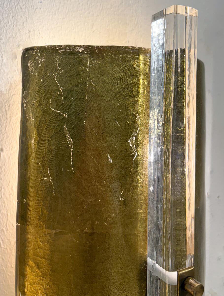 Other Contemporary Pair of Gold Wall Lights, Glass, Italy For Sale