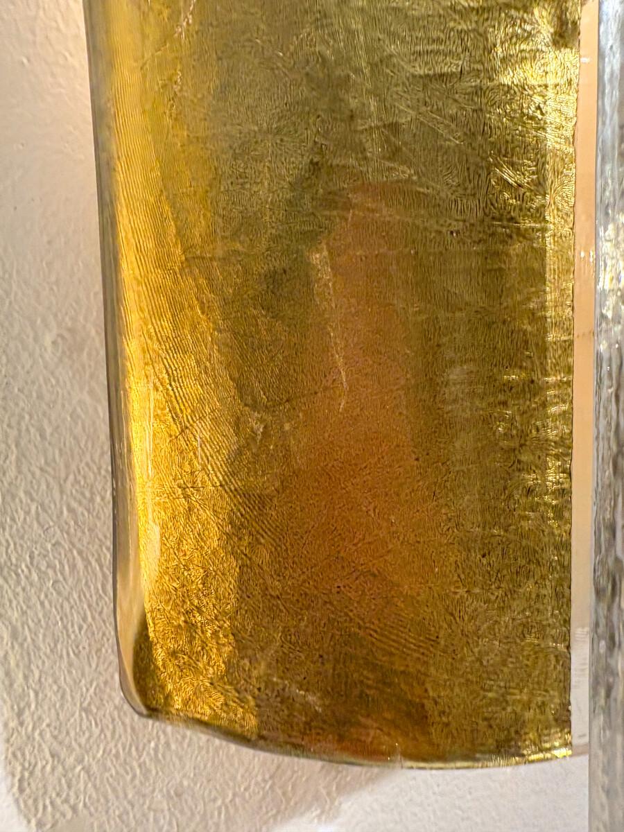 Contemporary Pair of Gold Wall Lights, Glass, Italy In Good Condition For Sale In Brussels, BE