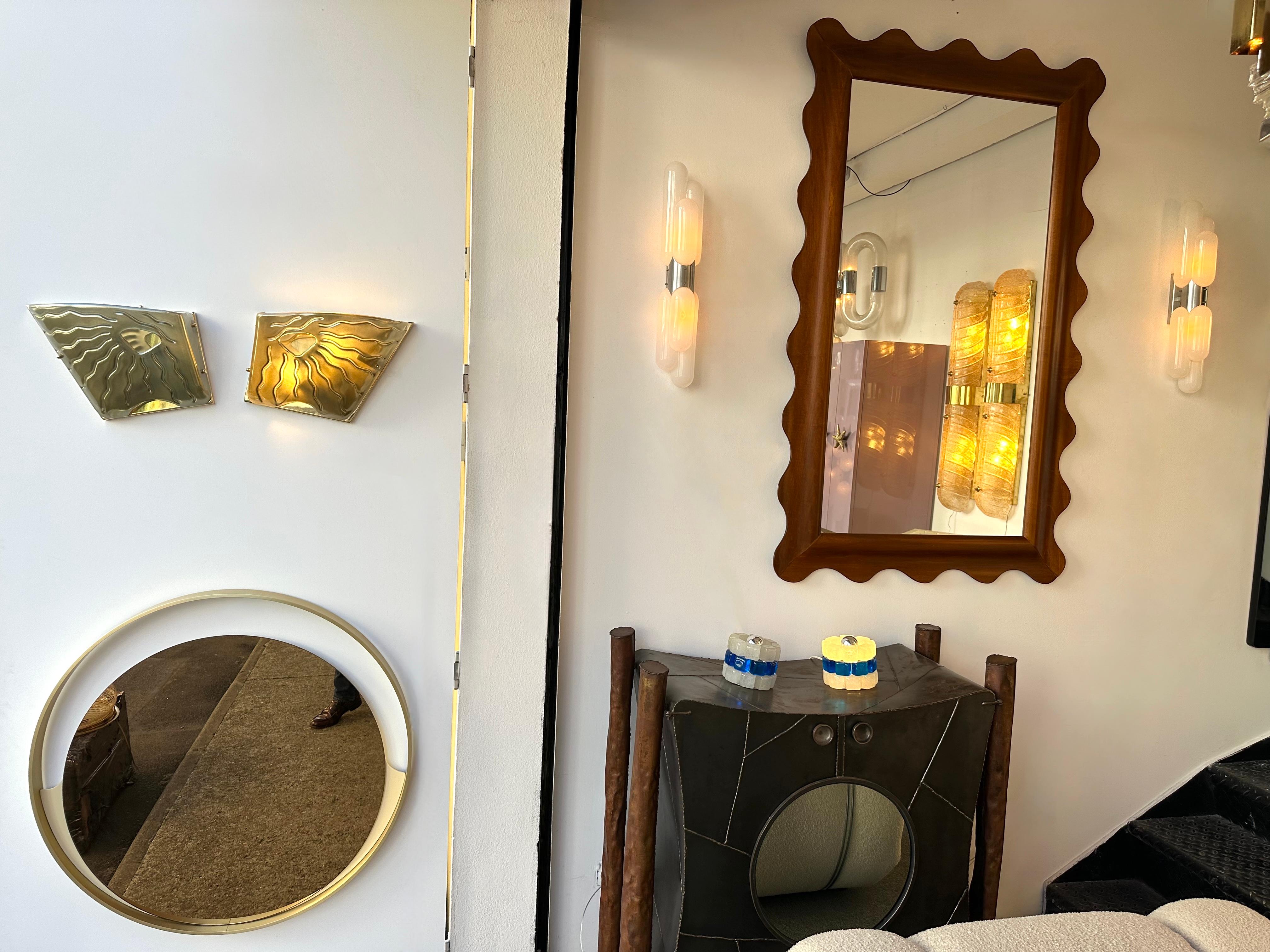 Contemporary Pair of Green Eyes Murano Glass and Brass Sconces, Italy For Sale 8