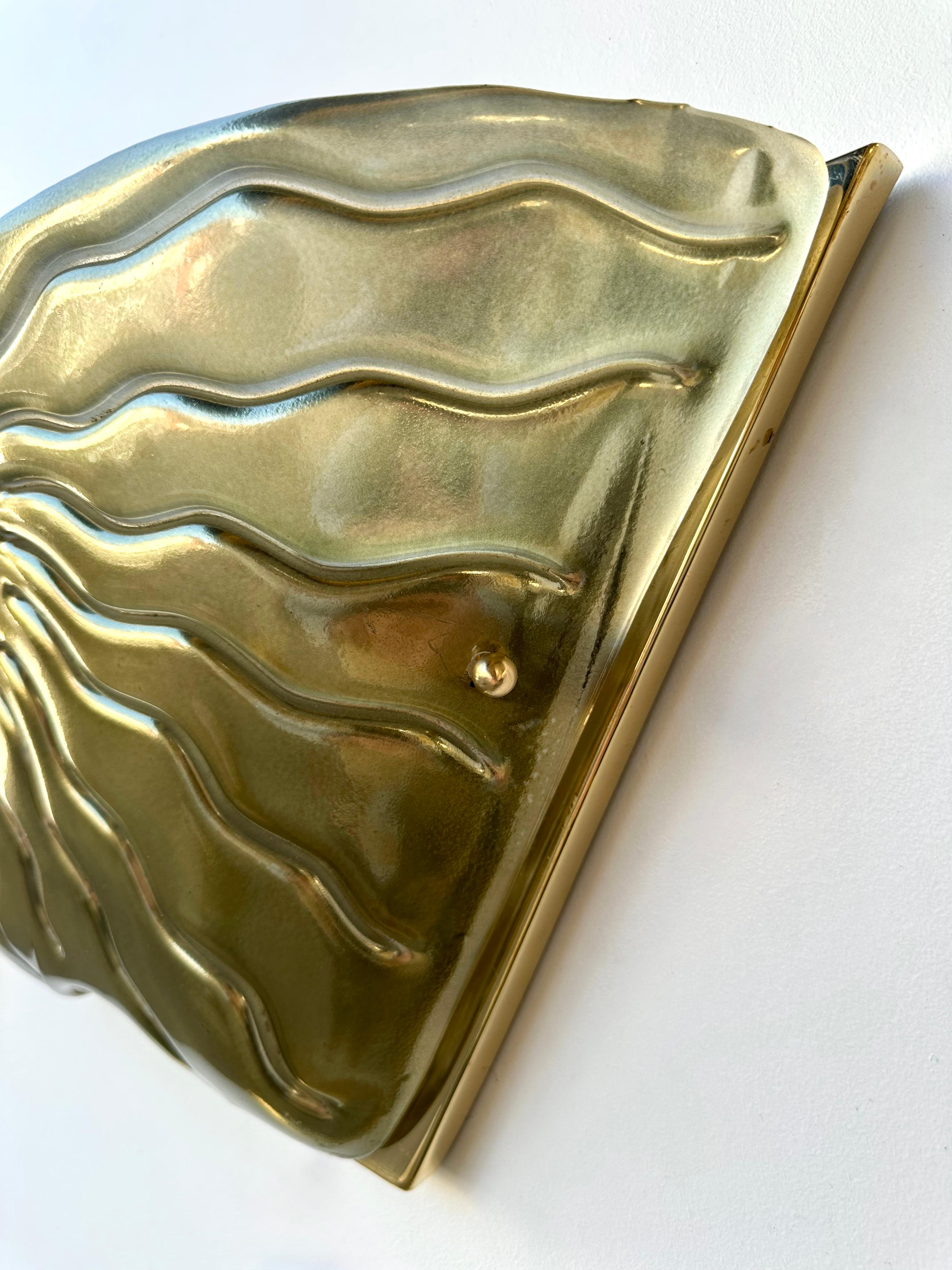 Contemporary Pair of Green Eyes Murano Glass and Brass Sconces, Italy In New Condition For Sale In SAINT-OUEN, FR