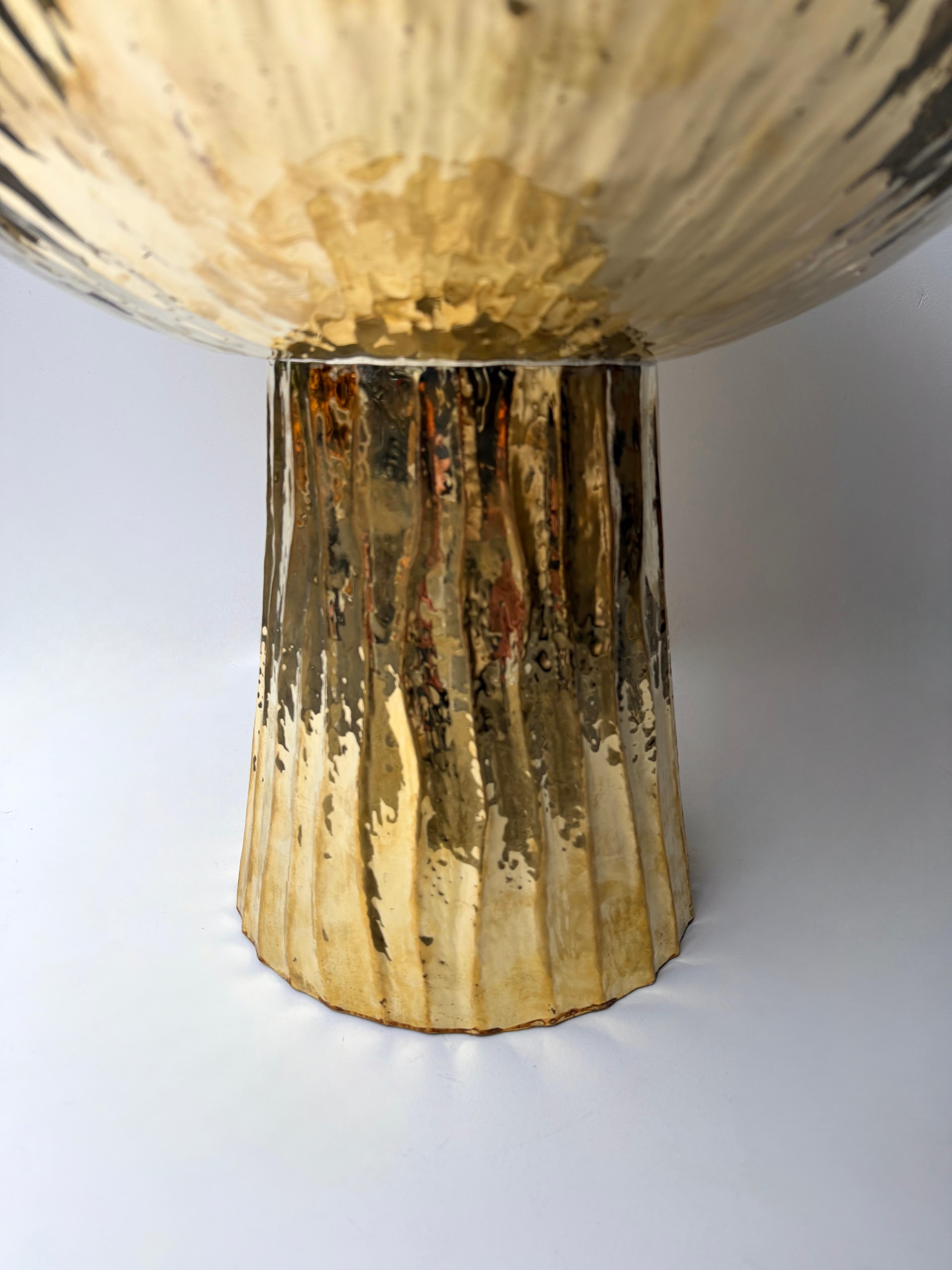 Italian Contemporary Pair of Hammered Brass Rattan Enamel Metal Side Tables, Italy For Sale