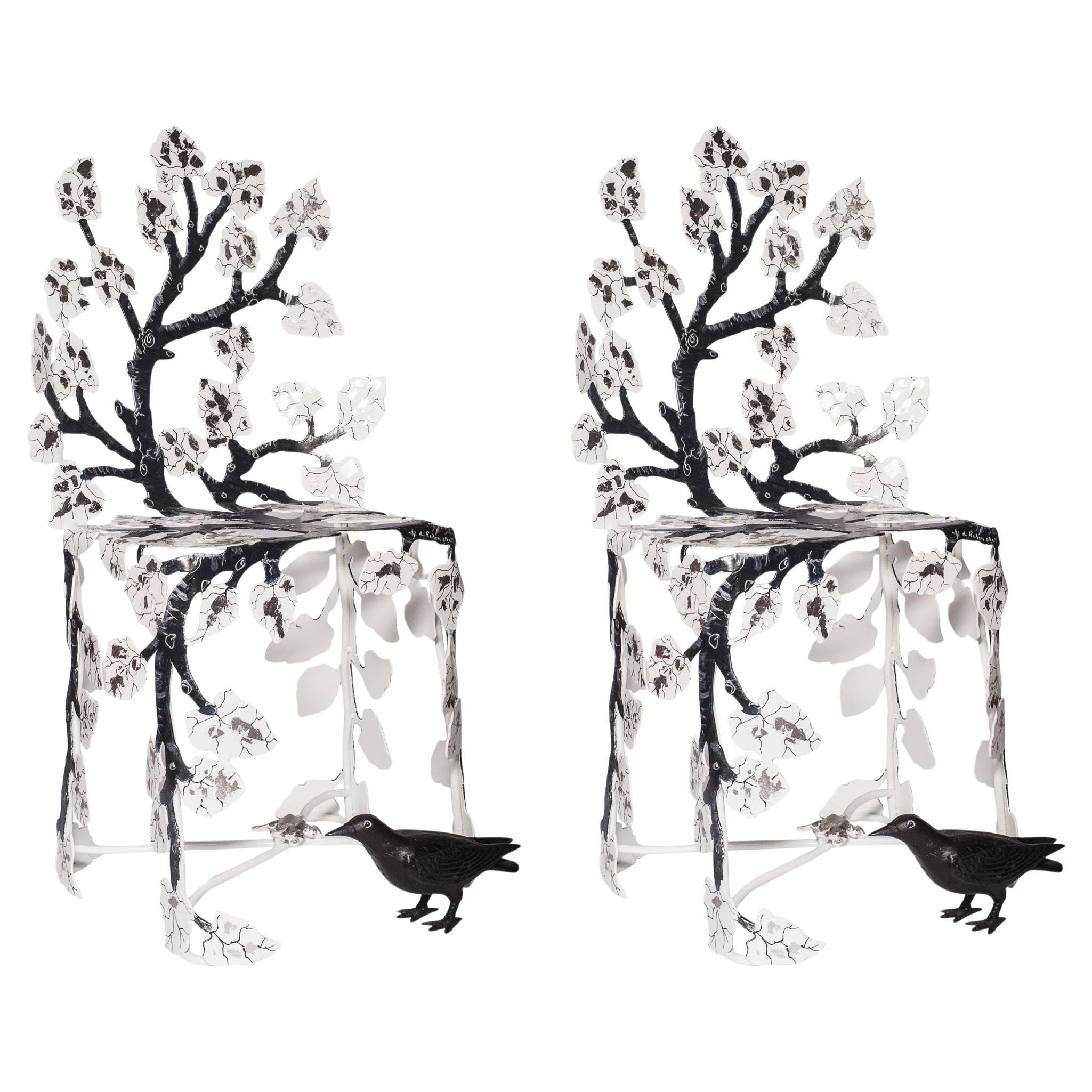 Contemporary Pair of Joy de Rohan Chabot Black & White Forged Winter Chairs  For Sale