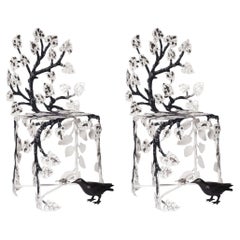 Contemporary Pair of Joy de Rohan Chabot Black & White Forged Winter Chairs 