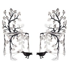 Contemporary Pair of Joy de Rohan Chabot Black & White Forged Winter Chairs 