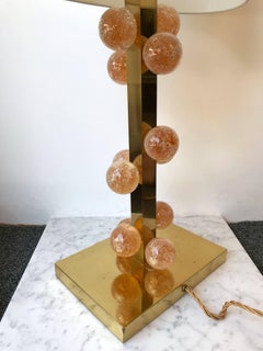Contemporary Pair of Lamps Brass and Murano Glass Ball, Italy